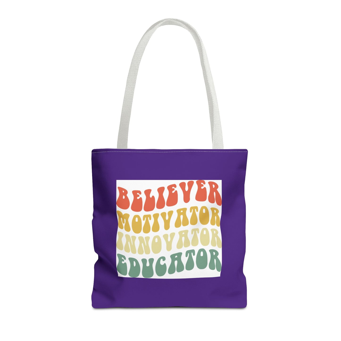 Believer Motivator Innovator Educator Tote Bag (AOP)
