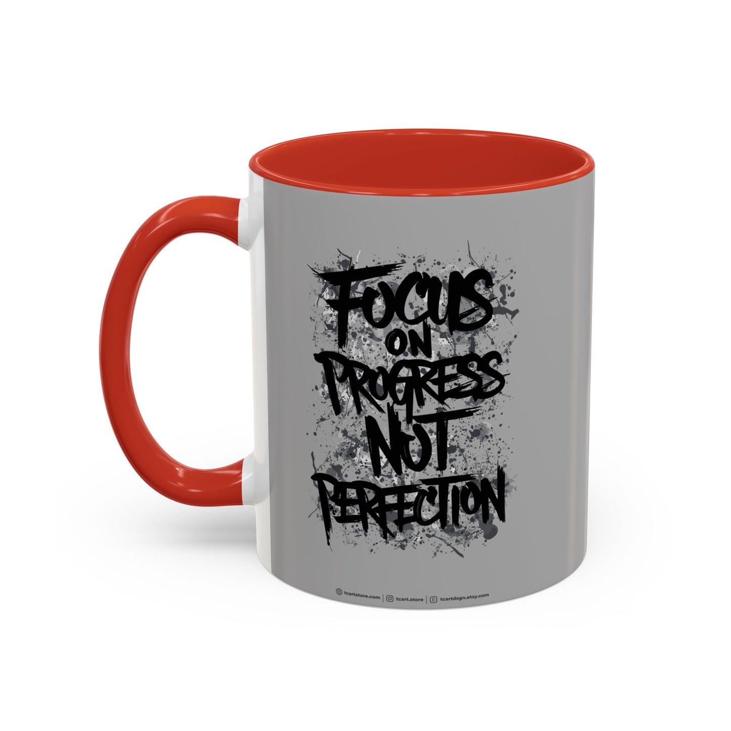 Focus On Progress Not Perfection Accent Coffee Mug (11, 15oz)