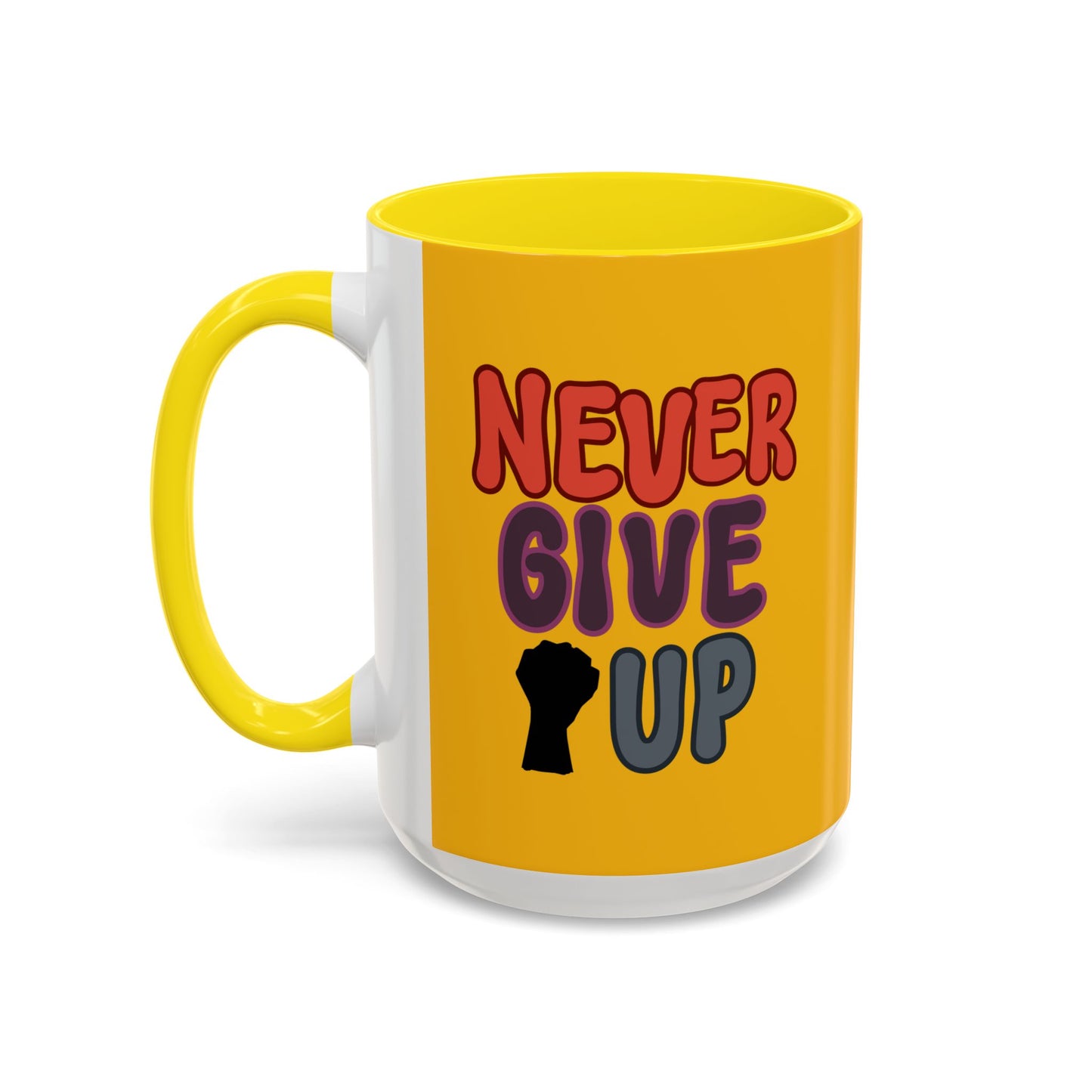 Never Give Up Accent Coffee Mug (11, 15oz)