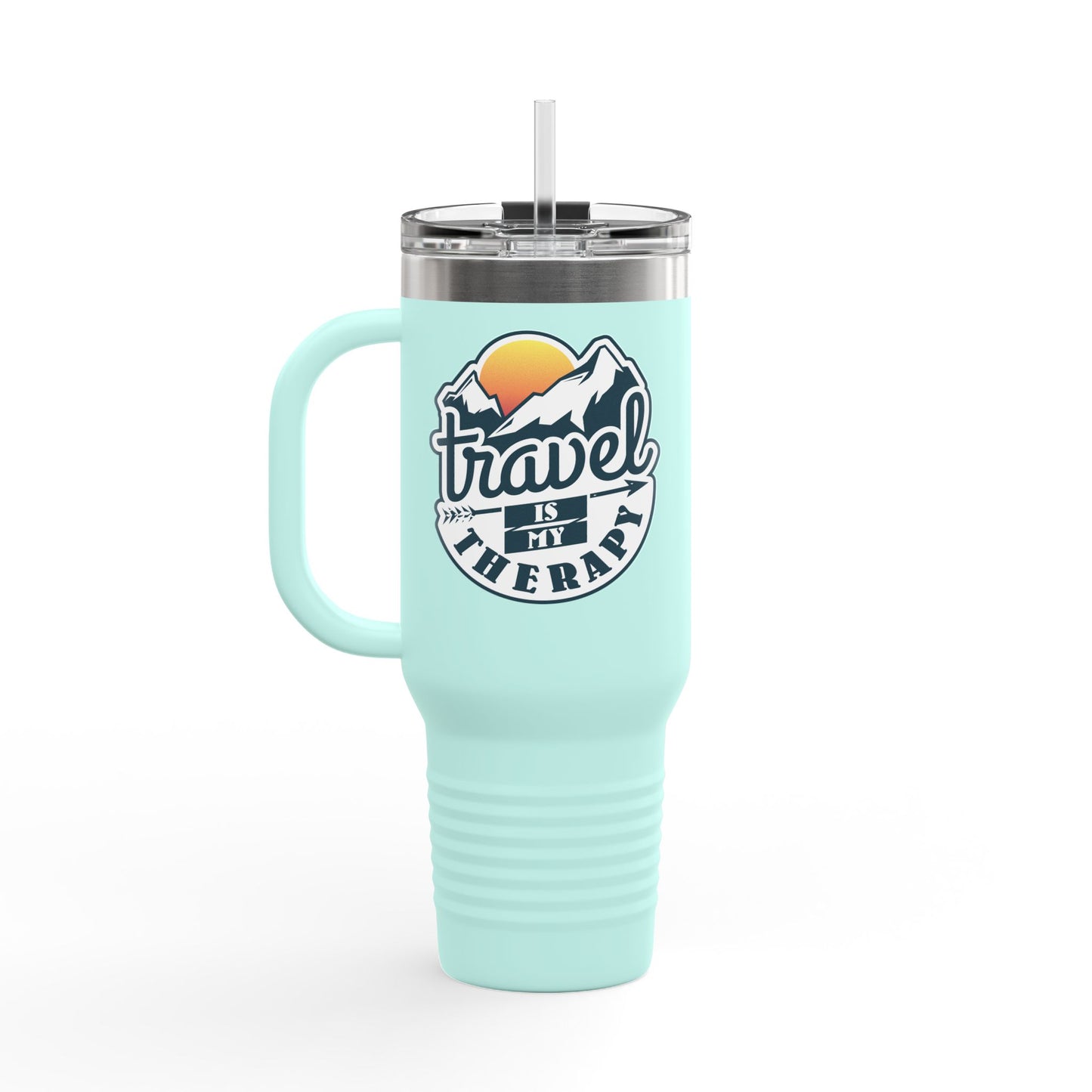Travel Is My Therapy Insulated Travel Mug, 40oz