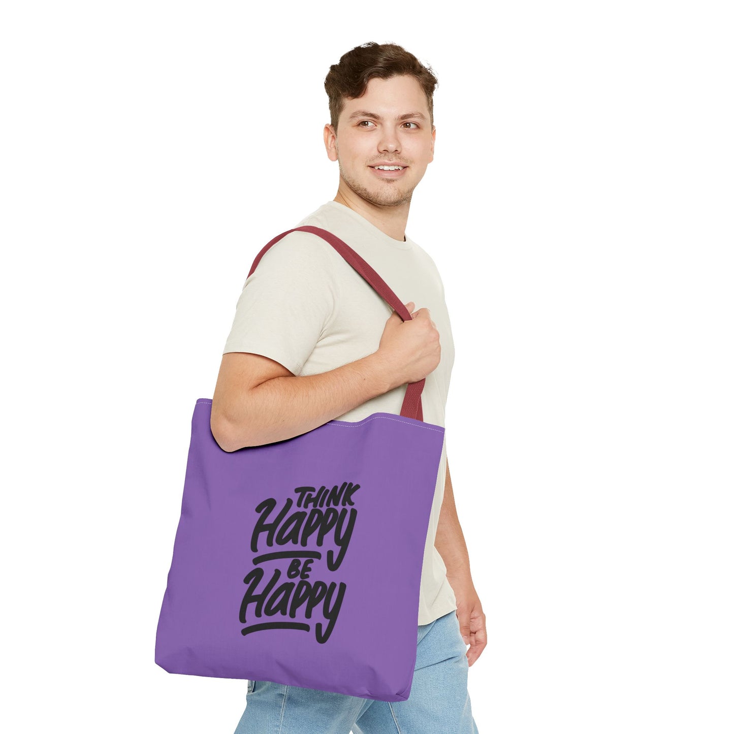 Think Happy Be Happy Tote Bag (AOP)