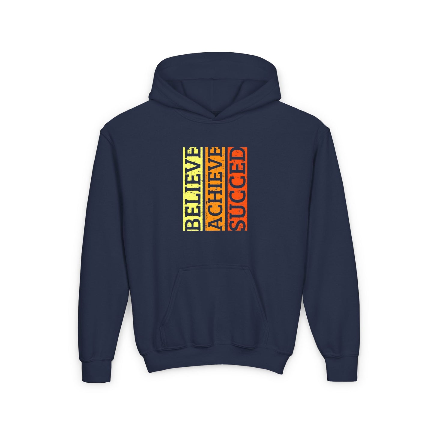Belive Achieve Succed Youth Heavy Blend Hooded Sweatshirt
