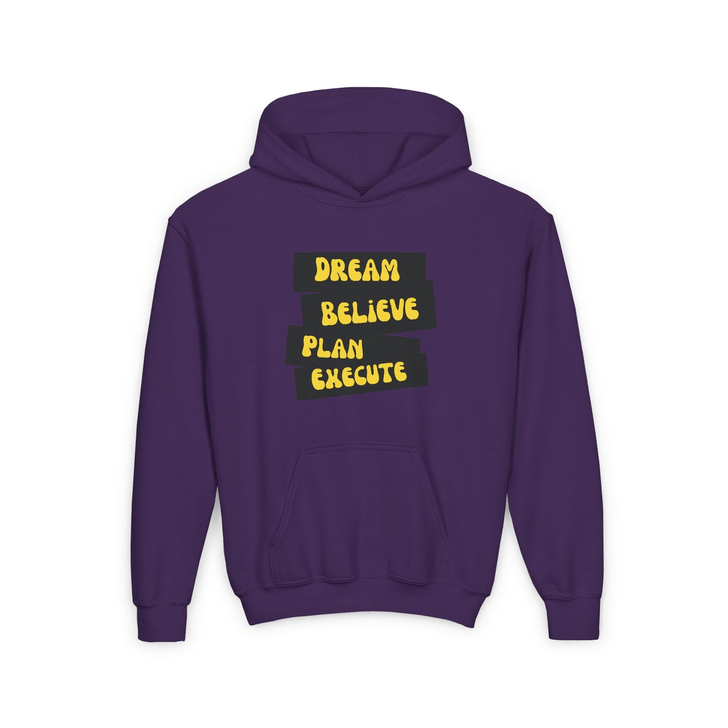 Dream Believe Plan Execute Youth Heavy Blend Hooded Sweatshirt