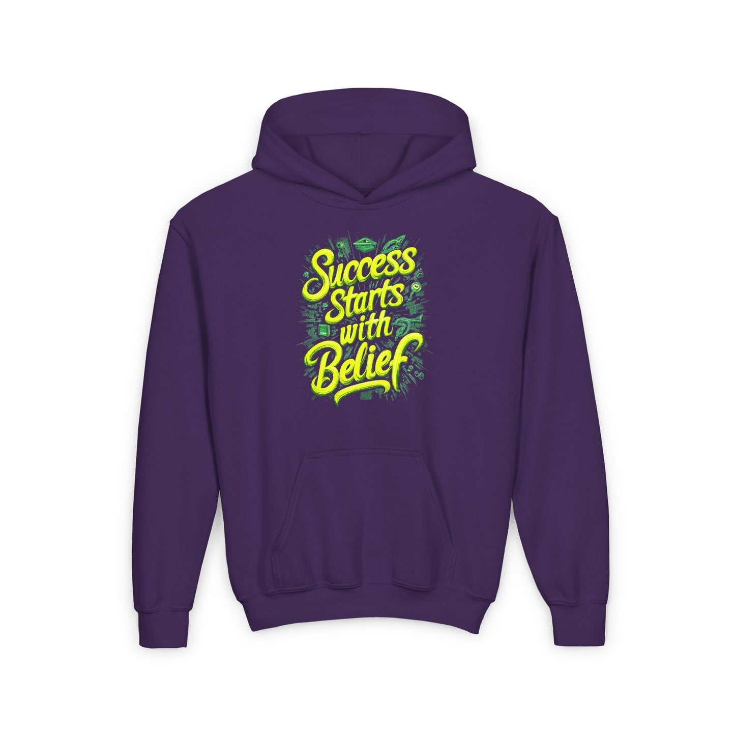 Success Starts With Belief Youth Heavy Blend Hooded Sweatshirt