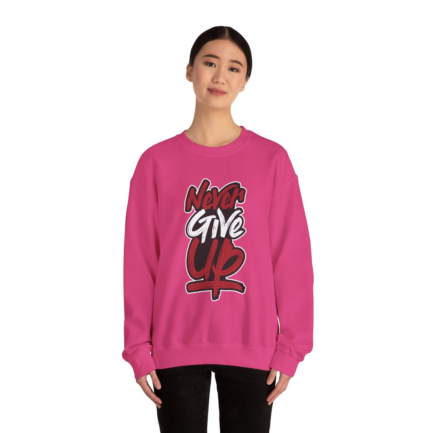 Never Give Up Unisex Heavy Blend™ Crewneck Sweatshirt