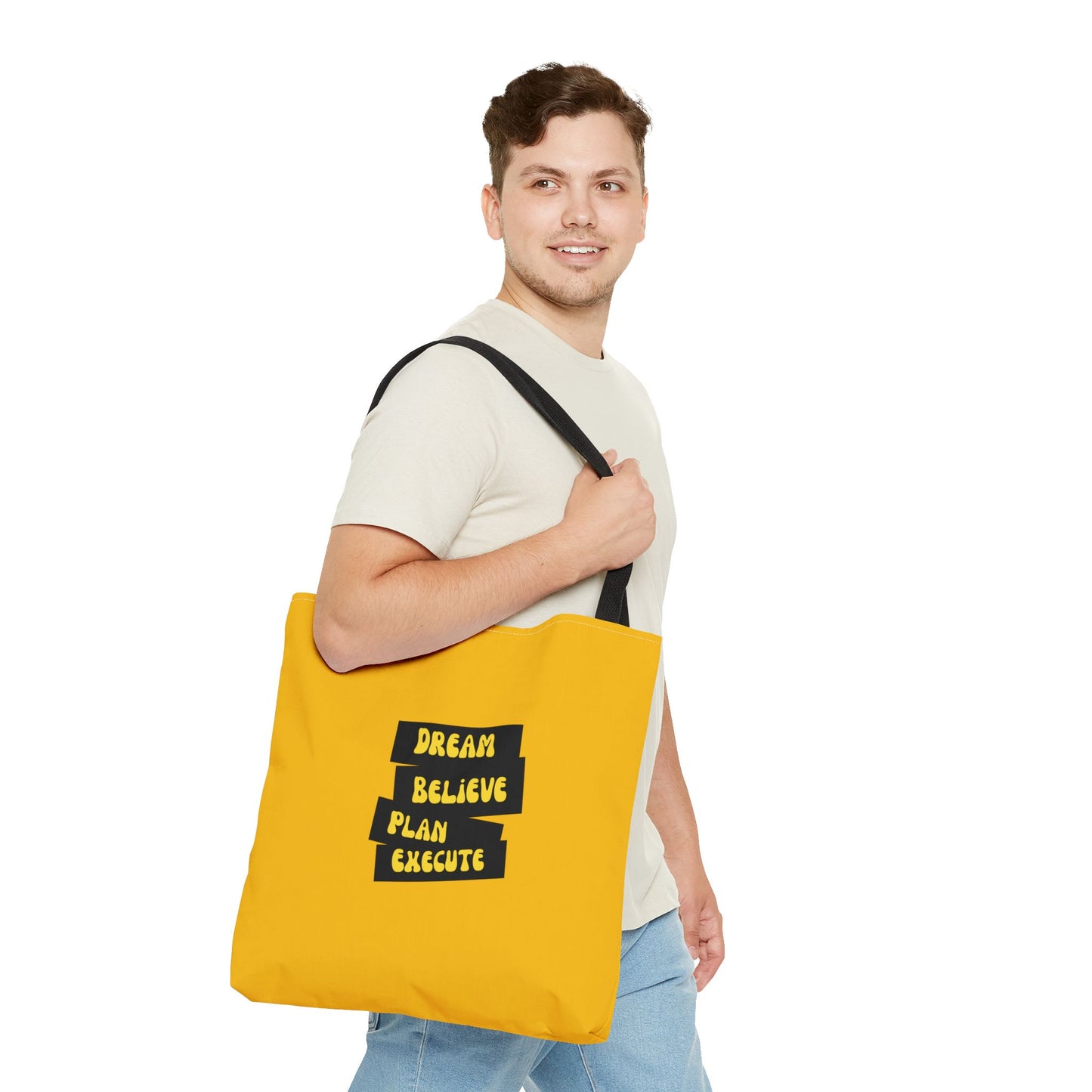 Dream Believe Plan Execute Tote Bag (AOP)
