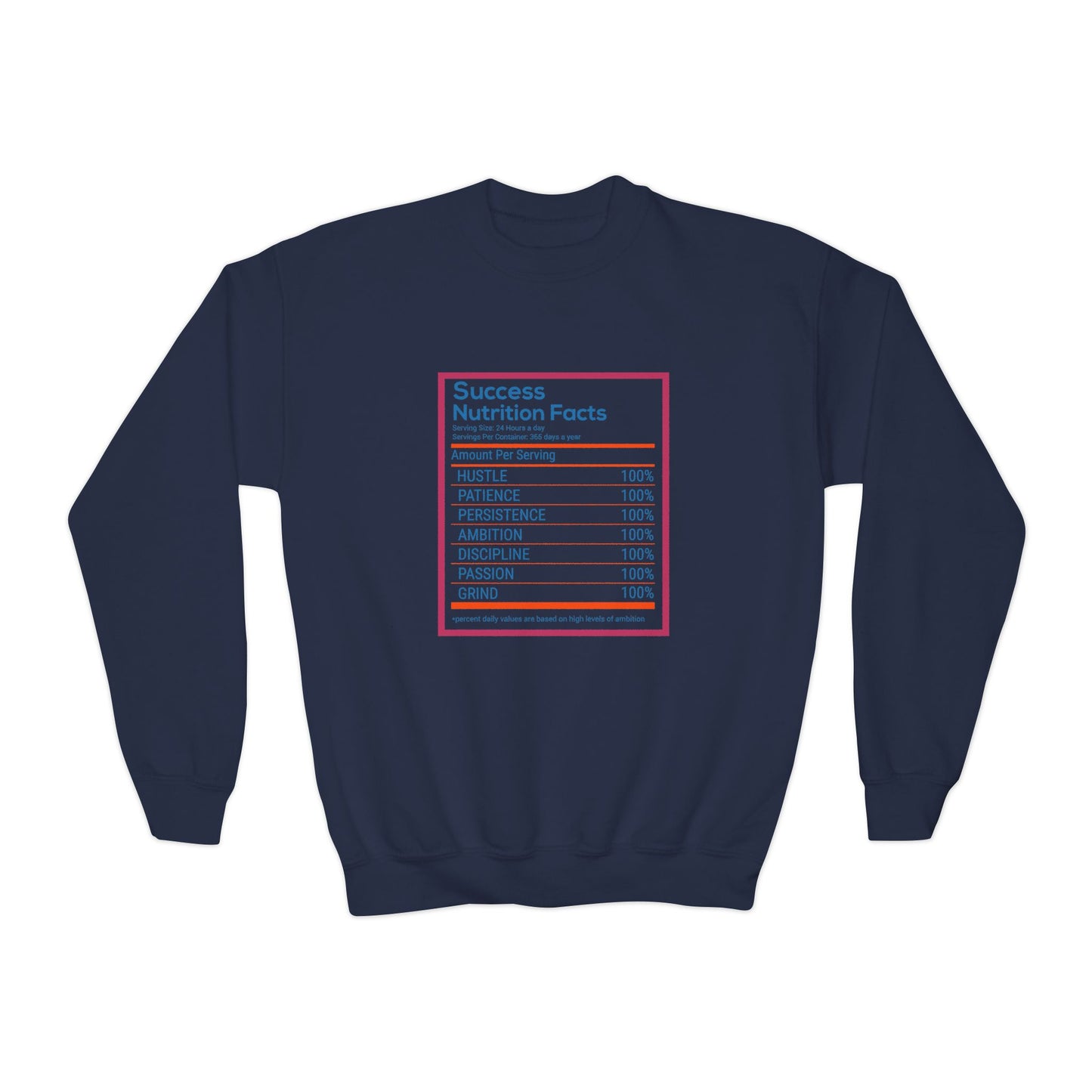 Success Nutrition Facts Youth Crewneck Sweatshirt