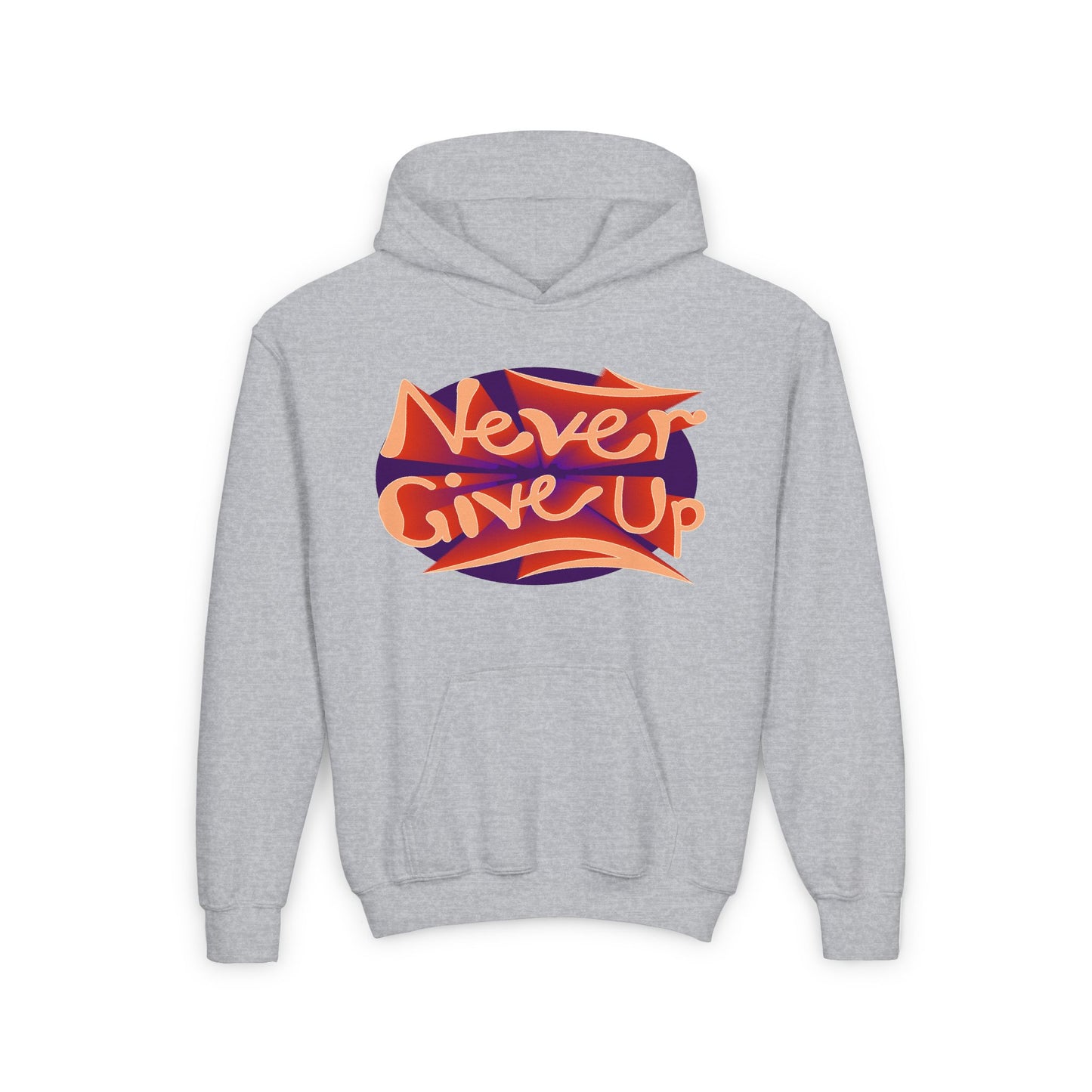 Never Give Up Youth Heavy Blend Hooded Sweatshirt