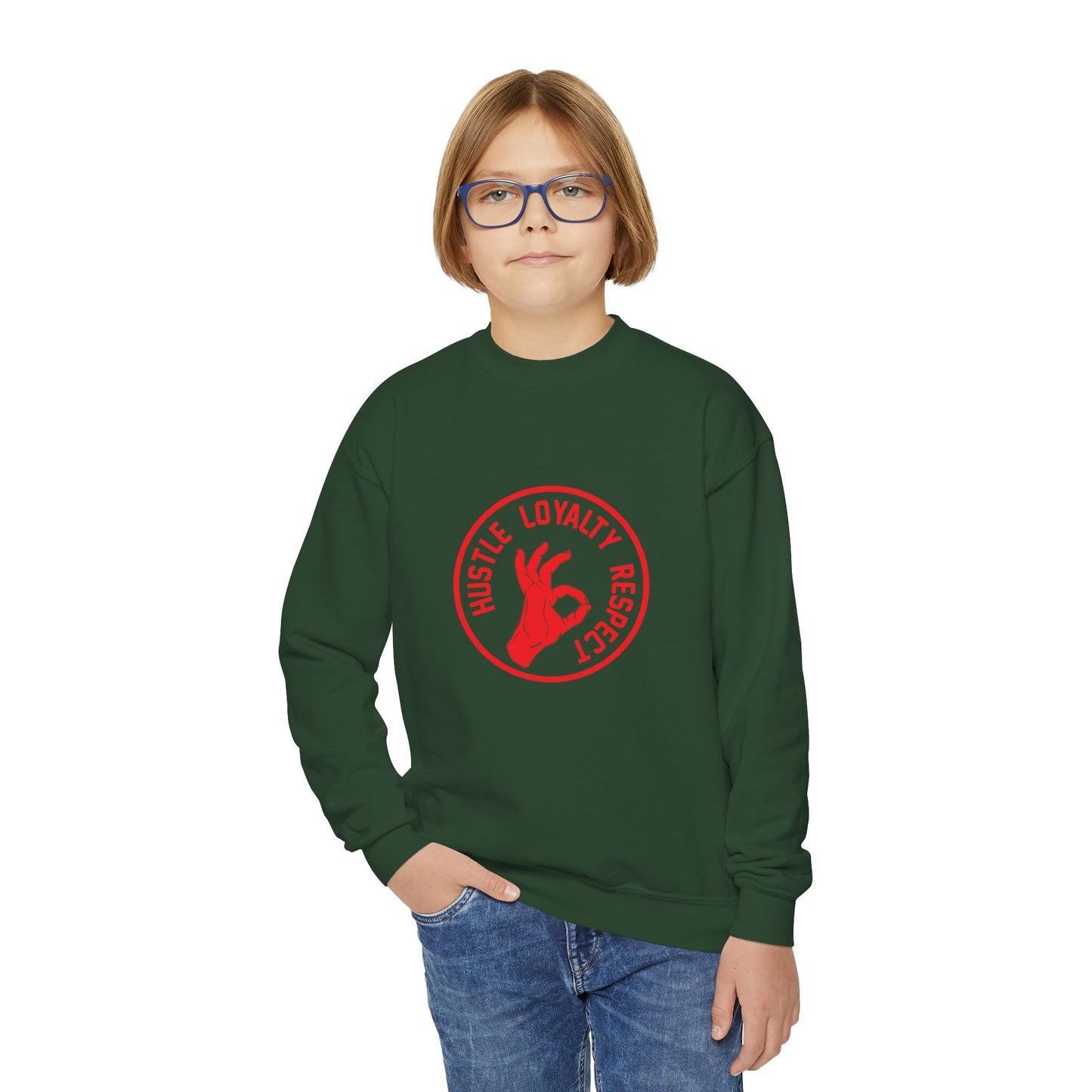 Hustle Loyalty Respect Youth Crewneck Sweatshirt