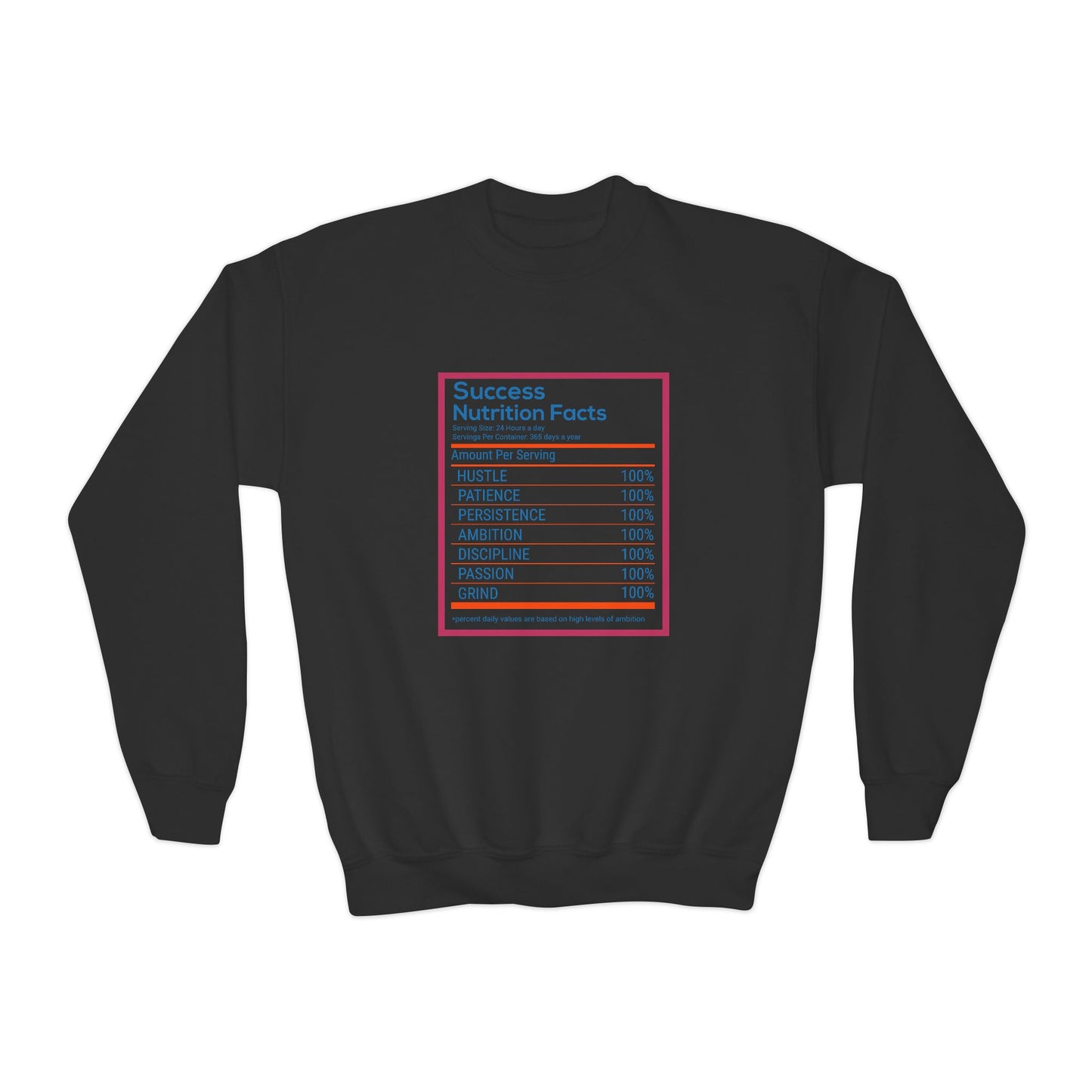 Success Nutrition Facts Youth Crewneck Sweatshirt