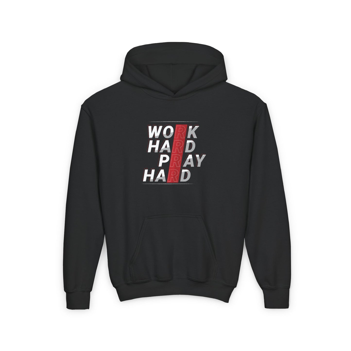 Work Hard Pray Hard Youth Heavy Blend Hooded Sweatshirt