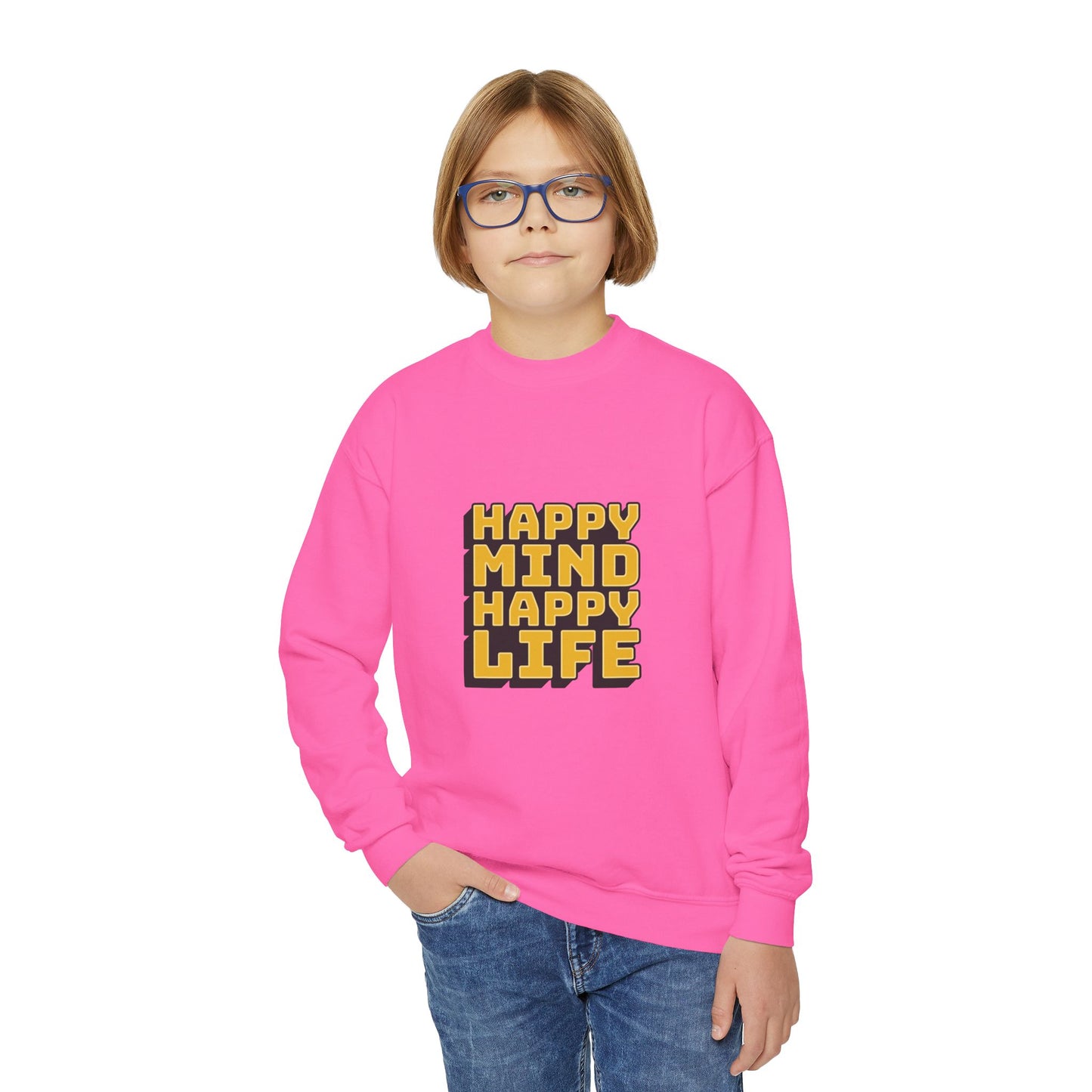 Happy Mind Happy Life Youth Crewneck Sweatshirt