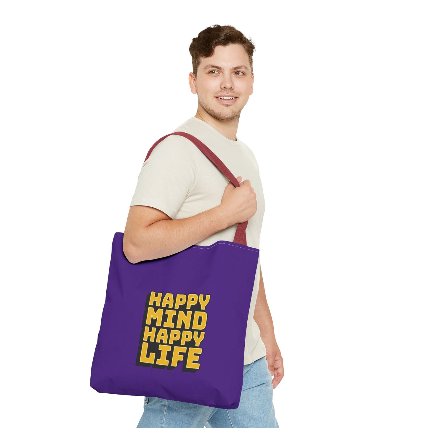 Happy Mind Happy Life Tote Bag (AOP)