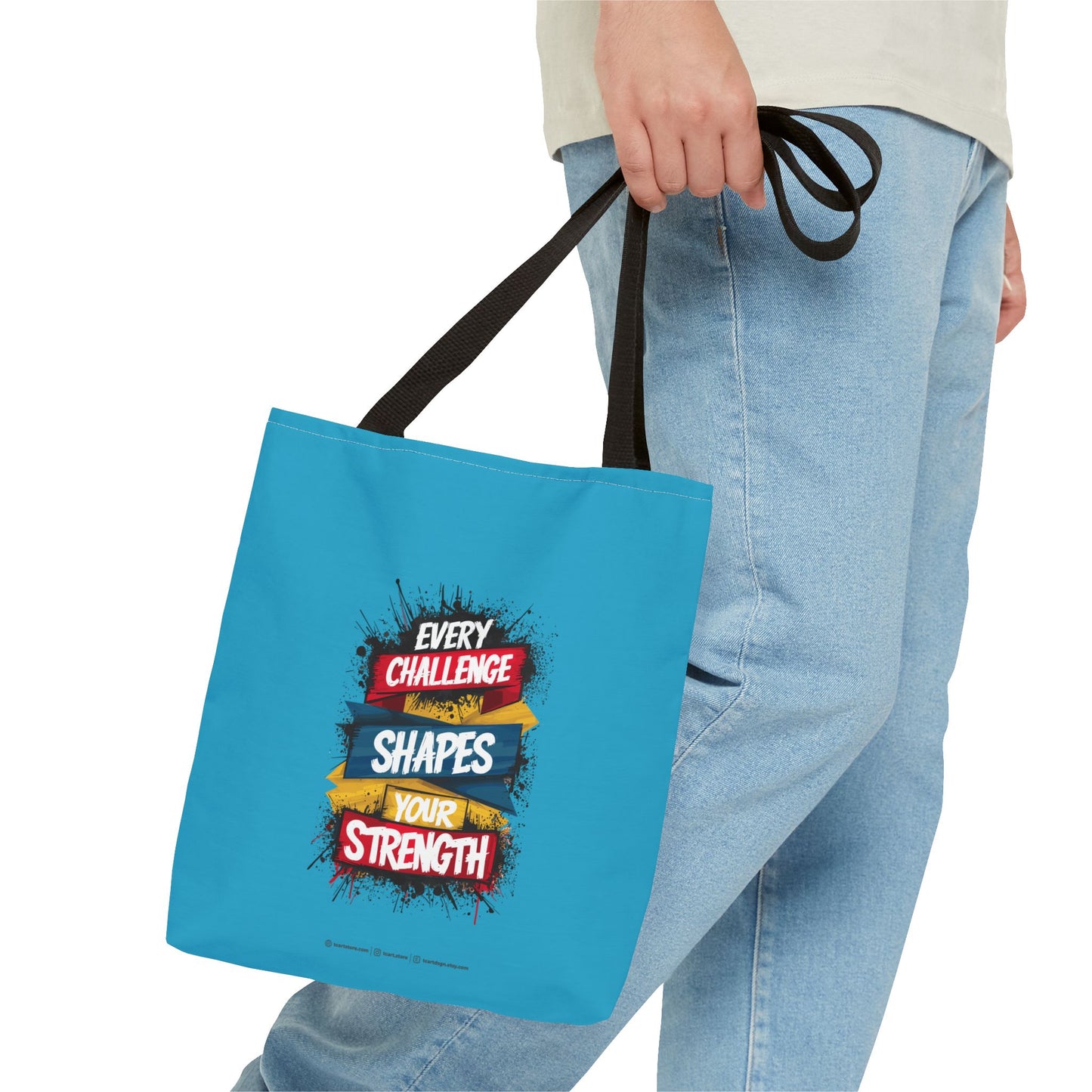 Every Challenge Shapes Your Strength Tote Bag (AOP)