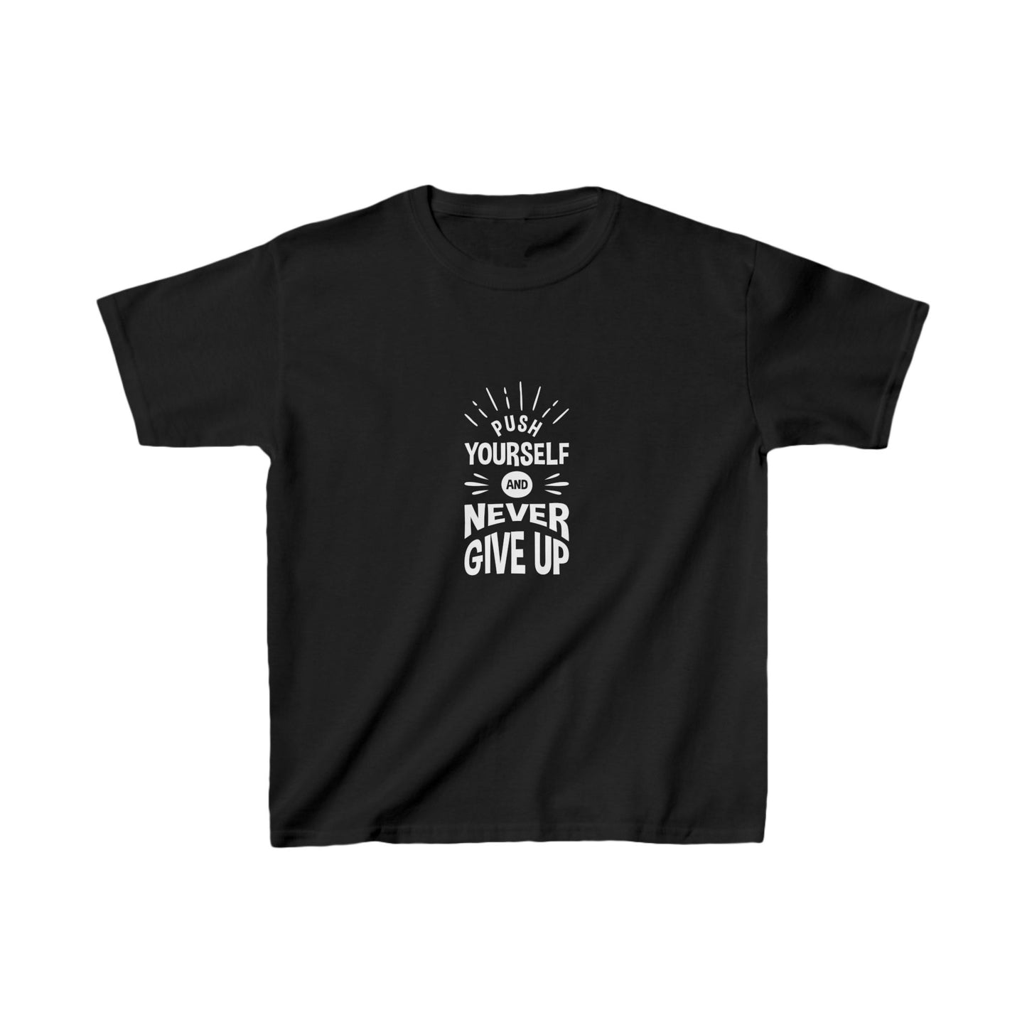 Push Yourself And Never Give Up Kids Heavy Cotton™ Tee