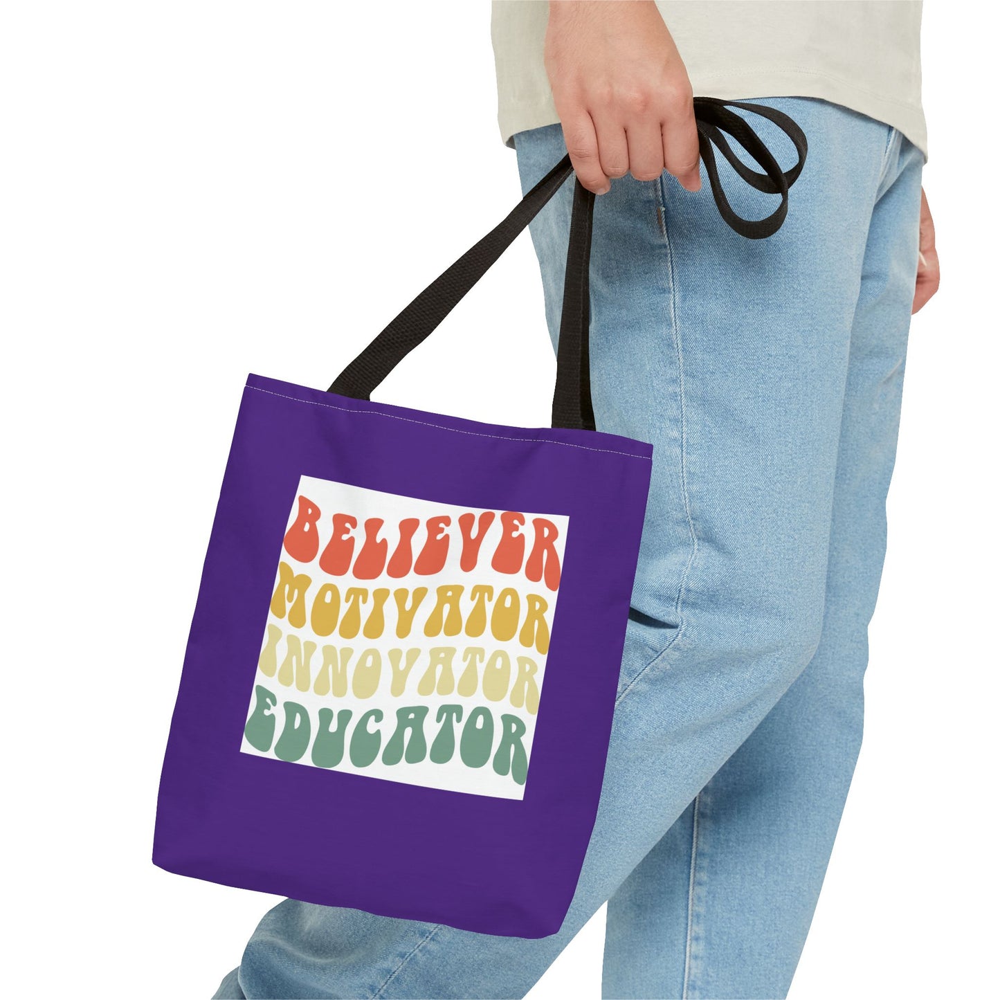 Believer Motivator Innovator Educator Tote Bag (AOP)