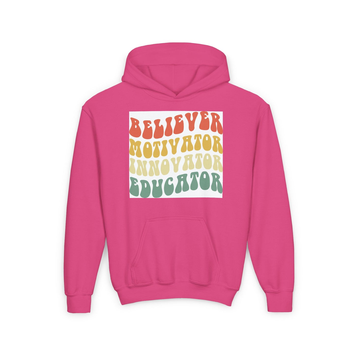 Believer Motivator Innovator Educator Youth Heavy Blend Hooded Sweatshirt