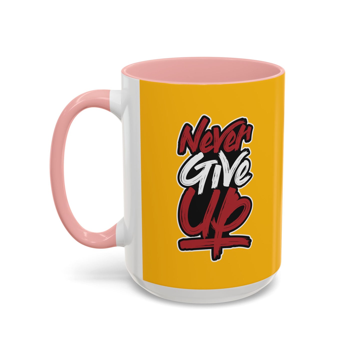 Never Give Up Accent Coffee Mug (11, 15oz)