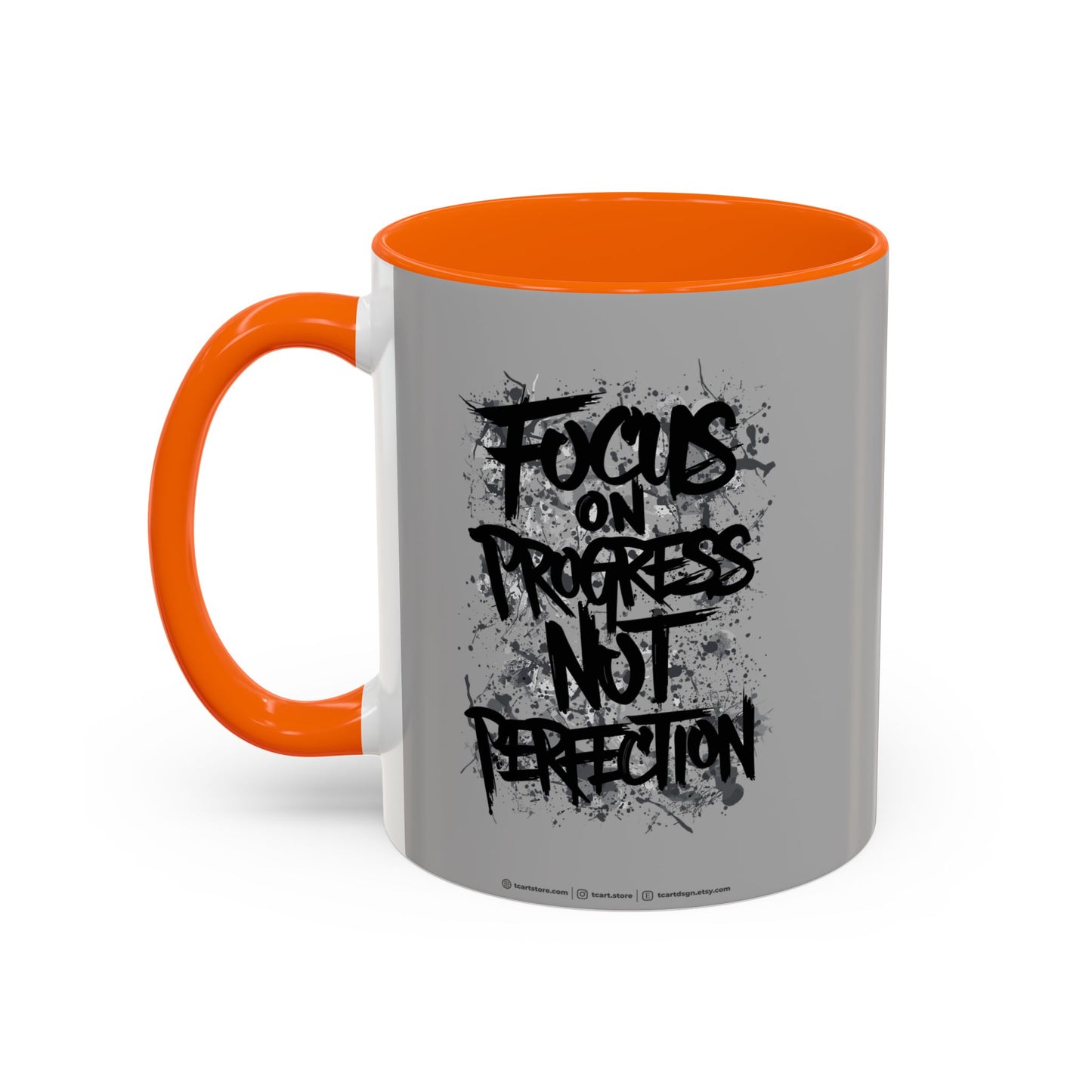 Focus On Progress Not Perfection Accent Coffee Mug (11, 15oz)