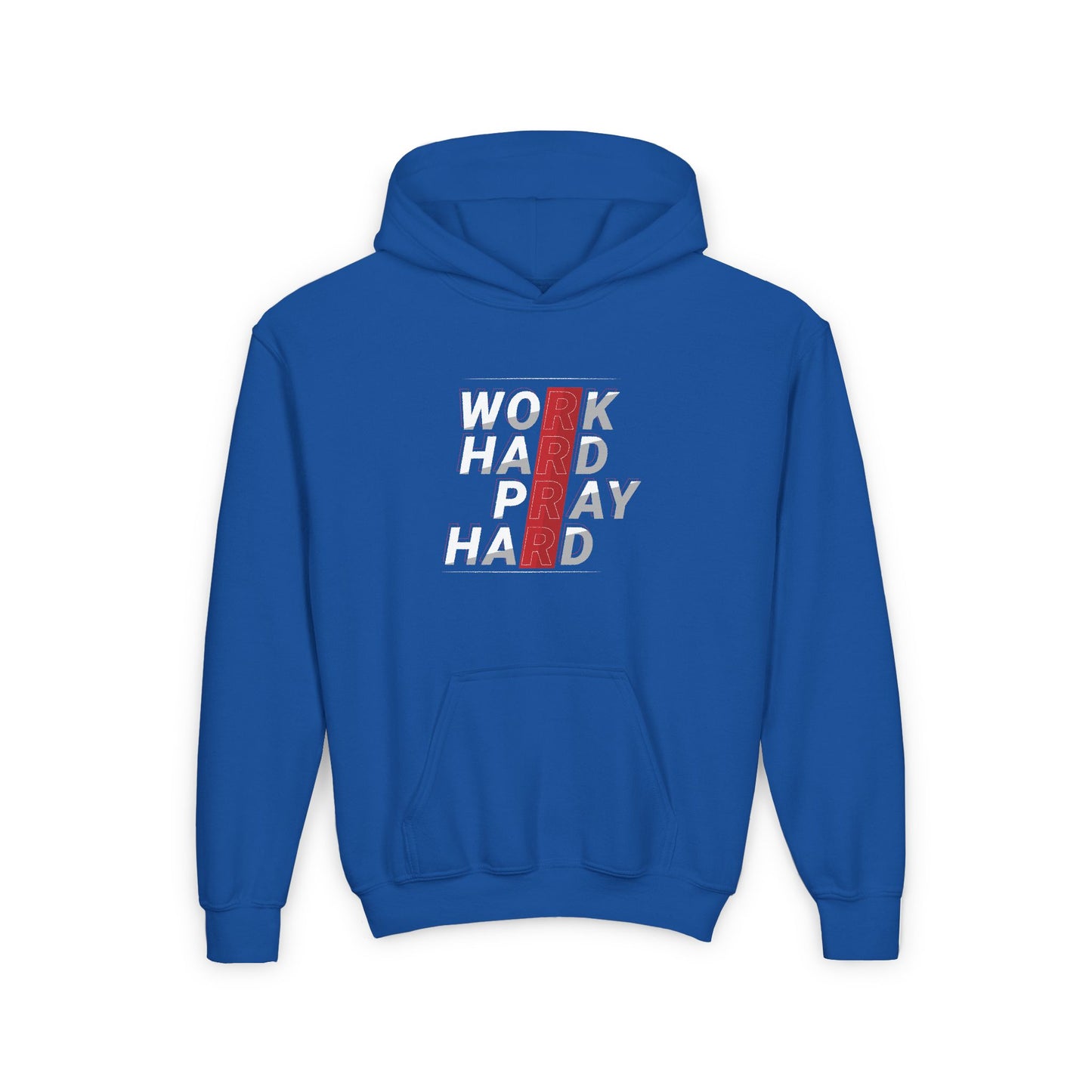 Work Hard Pray Hard Youth Heavy Blend Hooded Sweatshirt