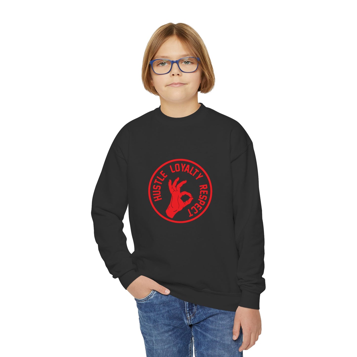 Hustle Loyalty Respect Youth Crewneck Sweatshirt