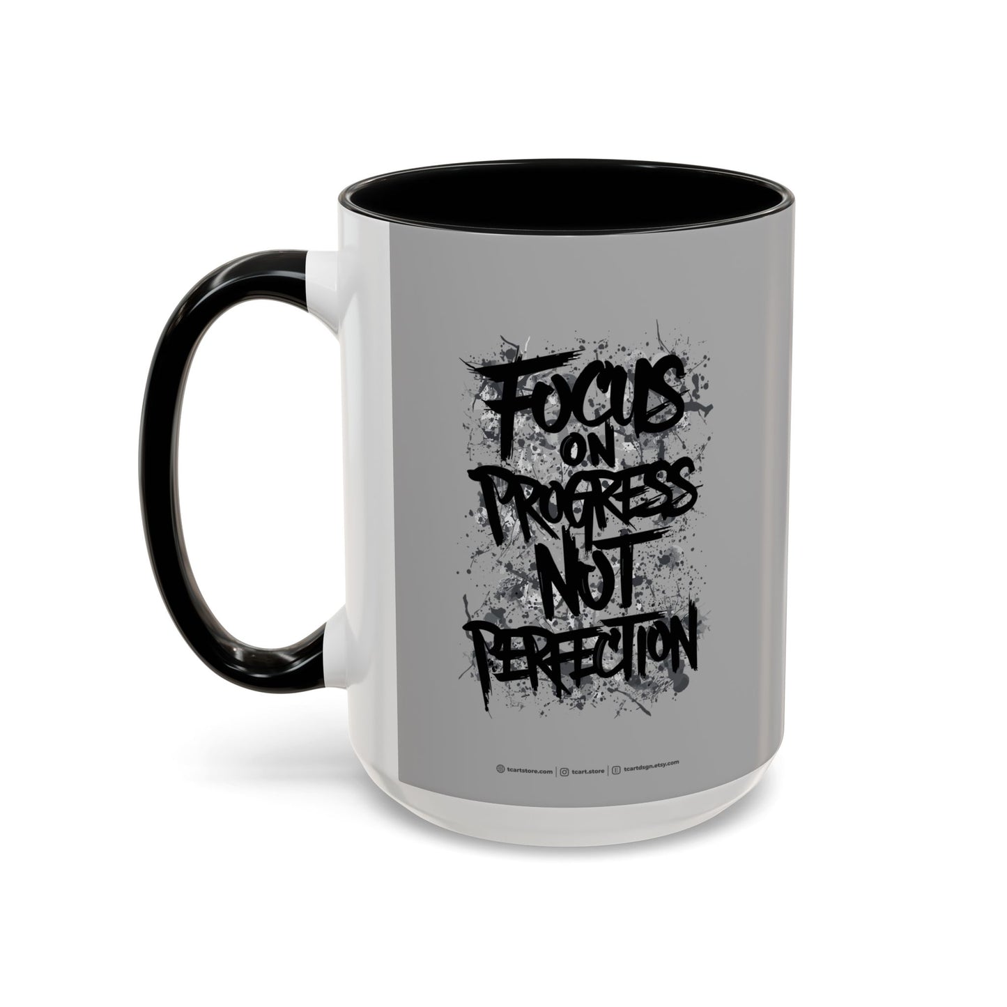 Focus On Progress Not Perfection Accent Coffee Mug (11, 15oz)