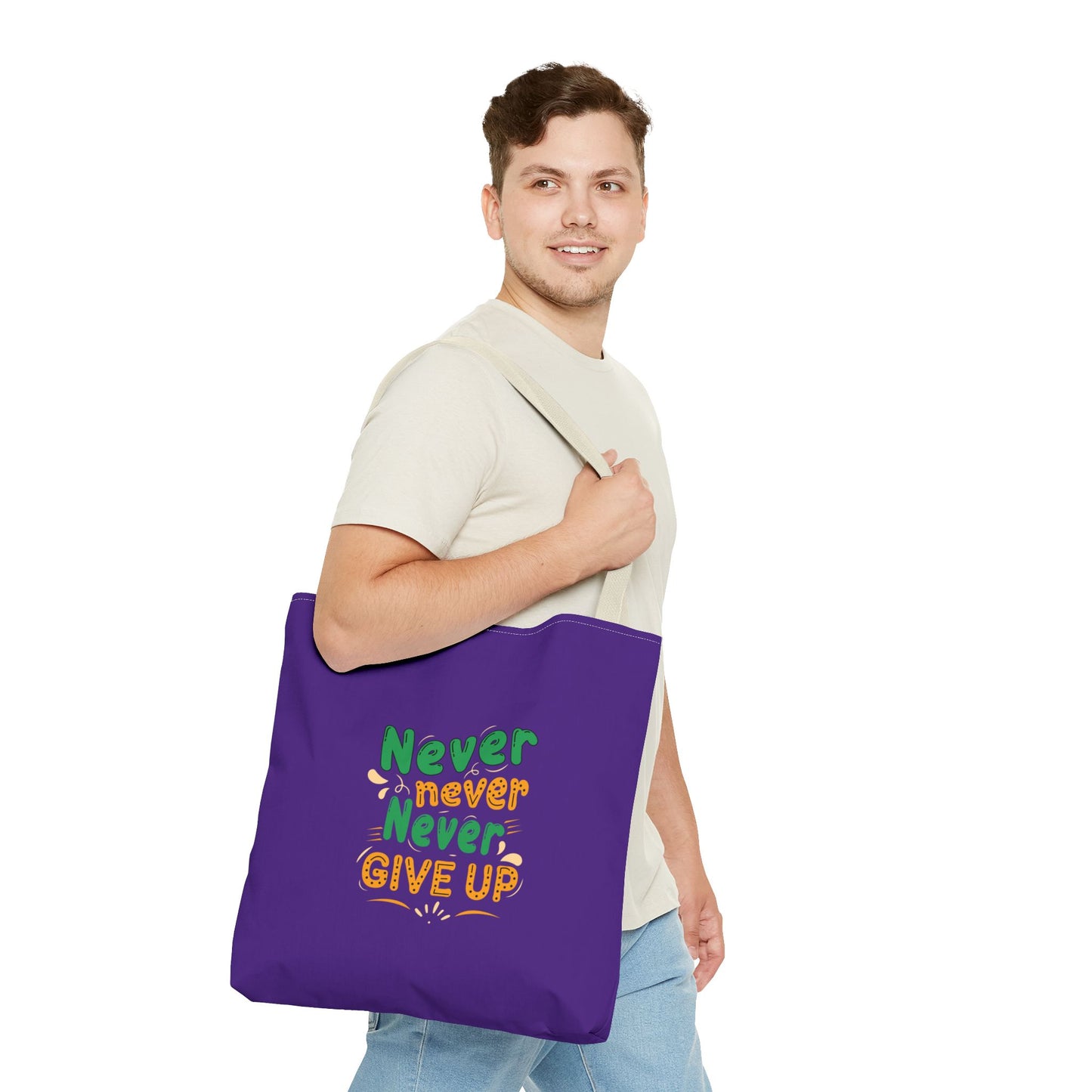 Never Never Never Give Up Tote Bag (AOP)