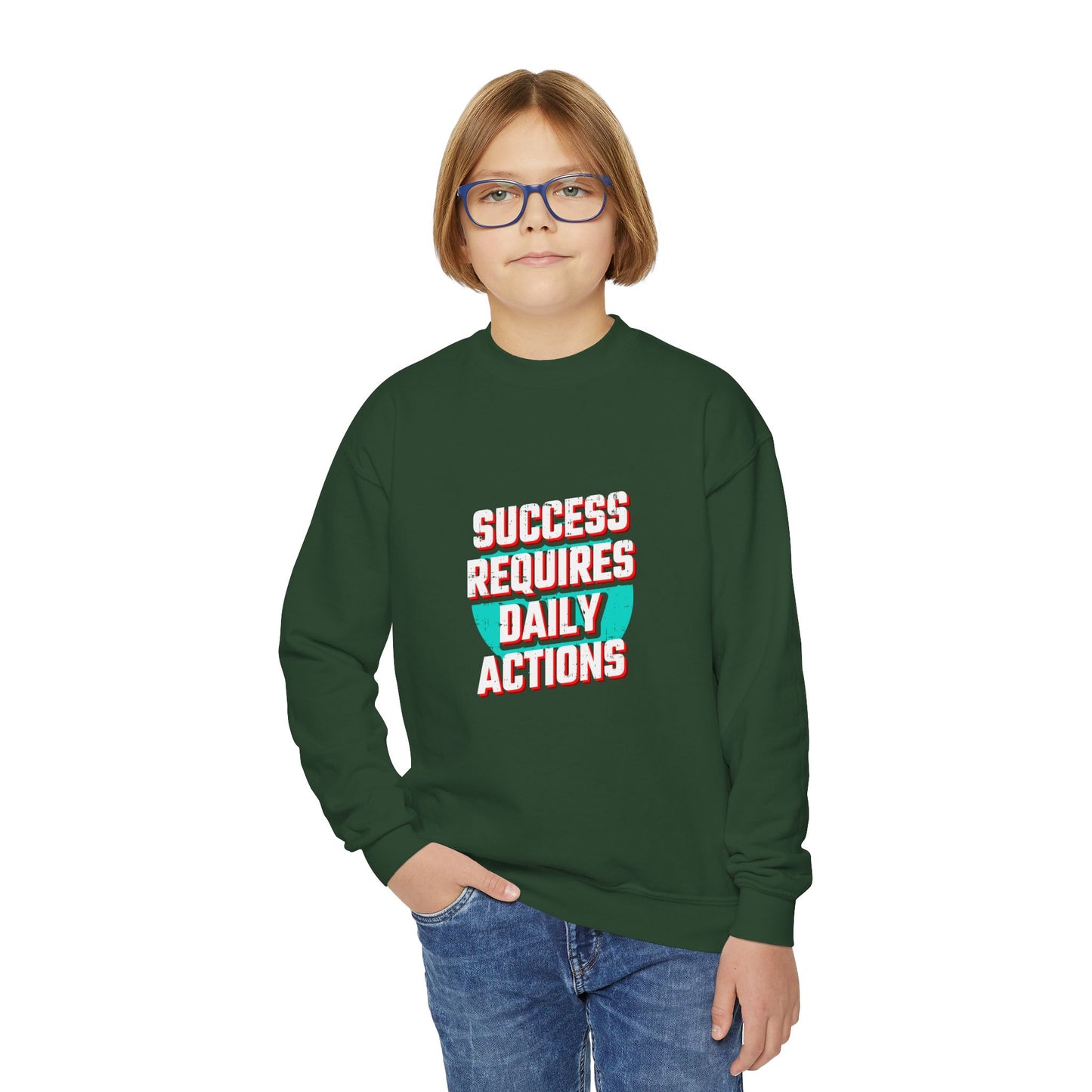 Success Requires Daily Actions Youth Crewneck Sweatshirt