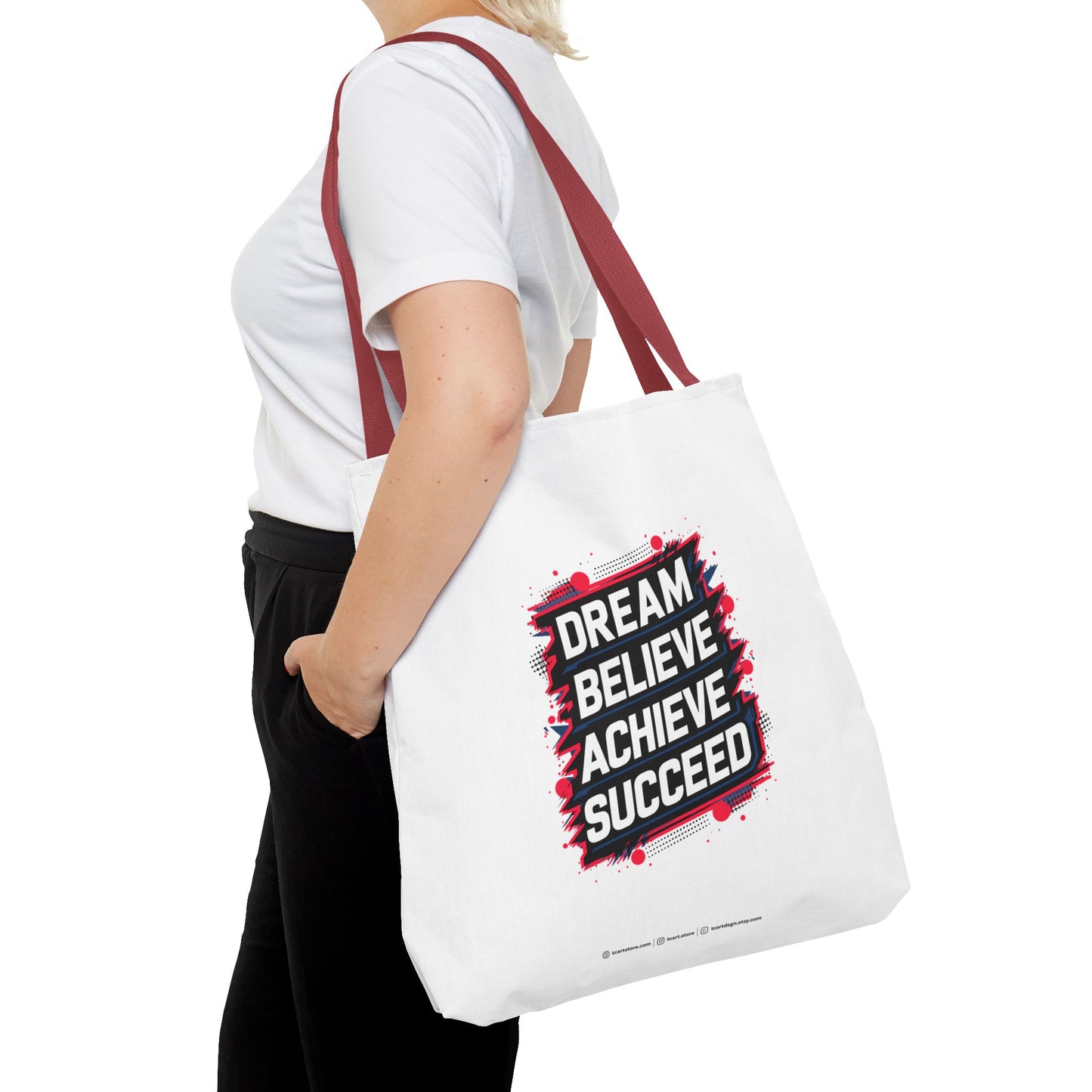 Dream Believe Achieve Succeed Tote Bag (AOP)