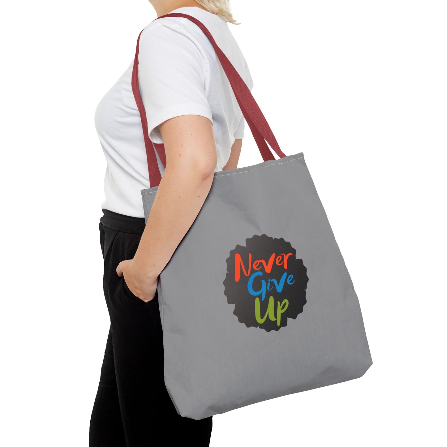 Never Give Up Tote Bag (AOP)