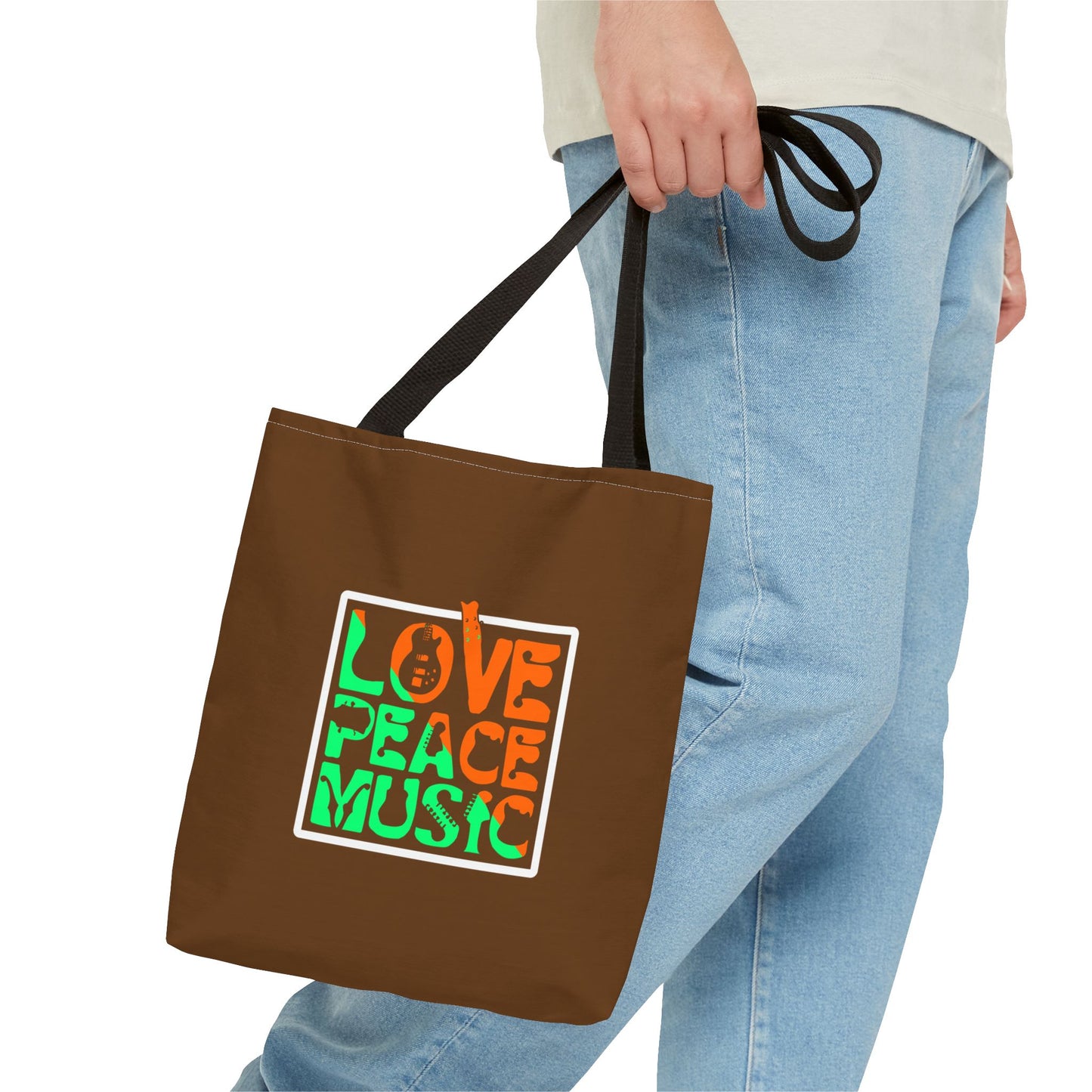 Love Peace Music Tote Bag (AOP)