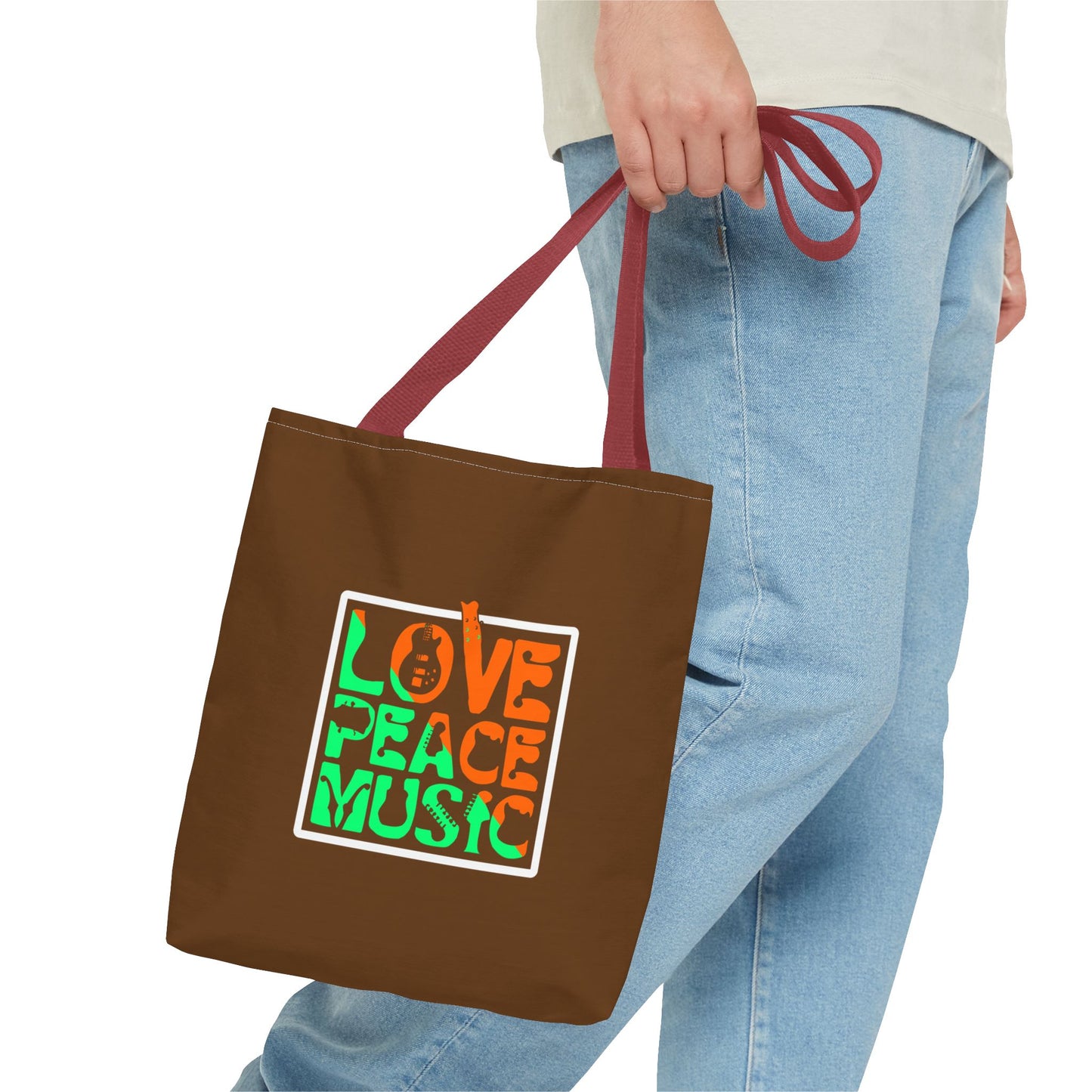 Love Peace Music Tote Bag (AOP)