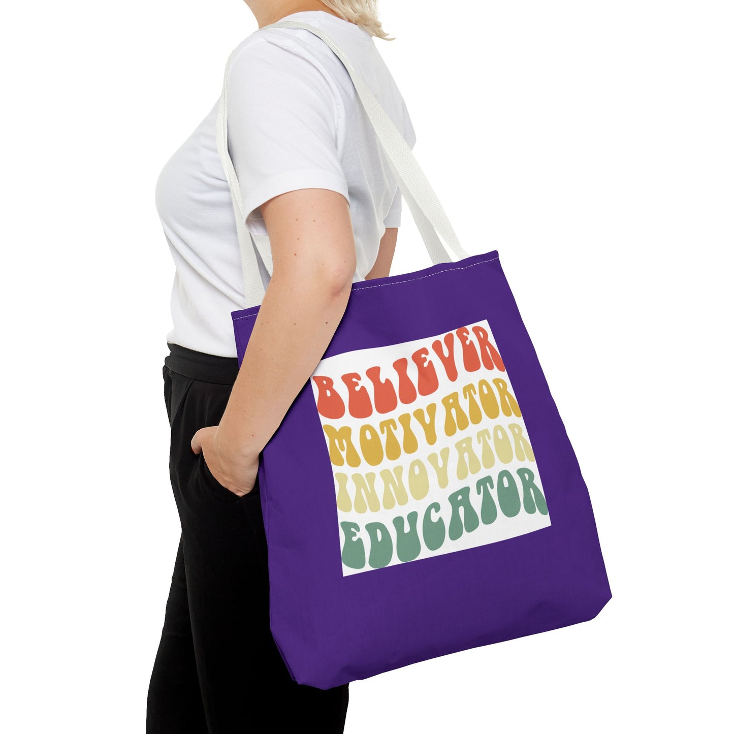 Believer Motivator Innovator Educator Tote Bag (AOP)