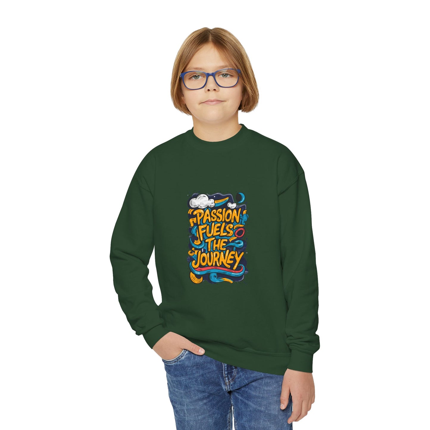 Passion Fuels The Journey Youth Crewneck Sweatshirt
