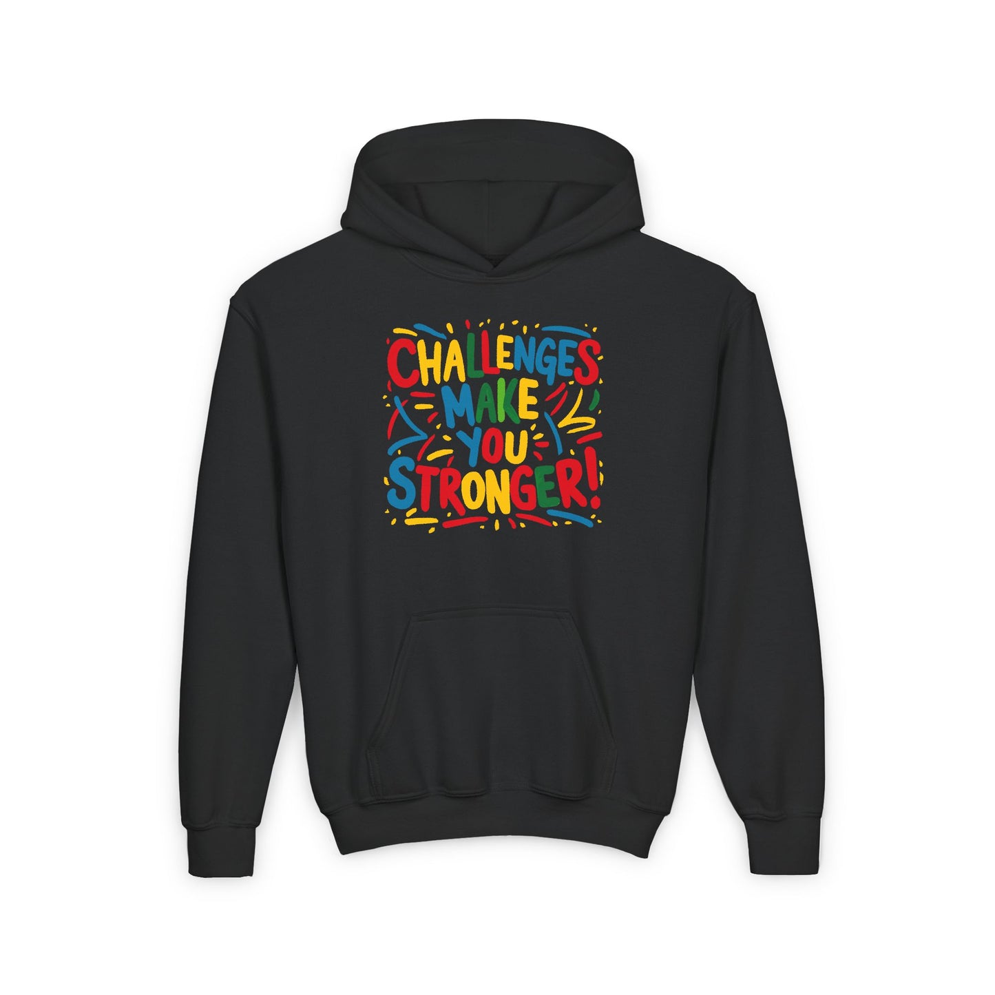 Challenges Make You Stronger! Youth Heavy Blend Hooded Sweatshirt