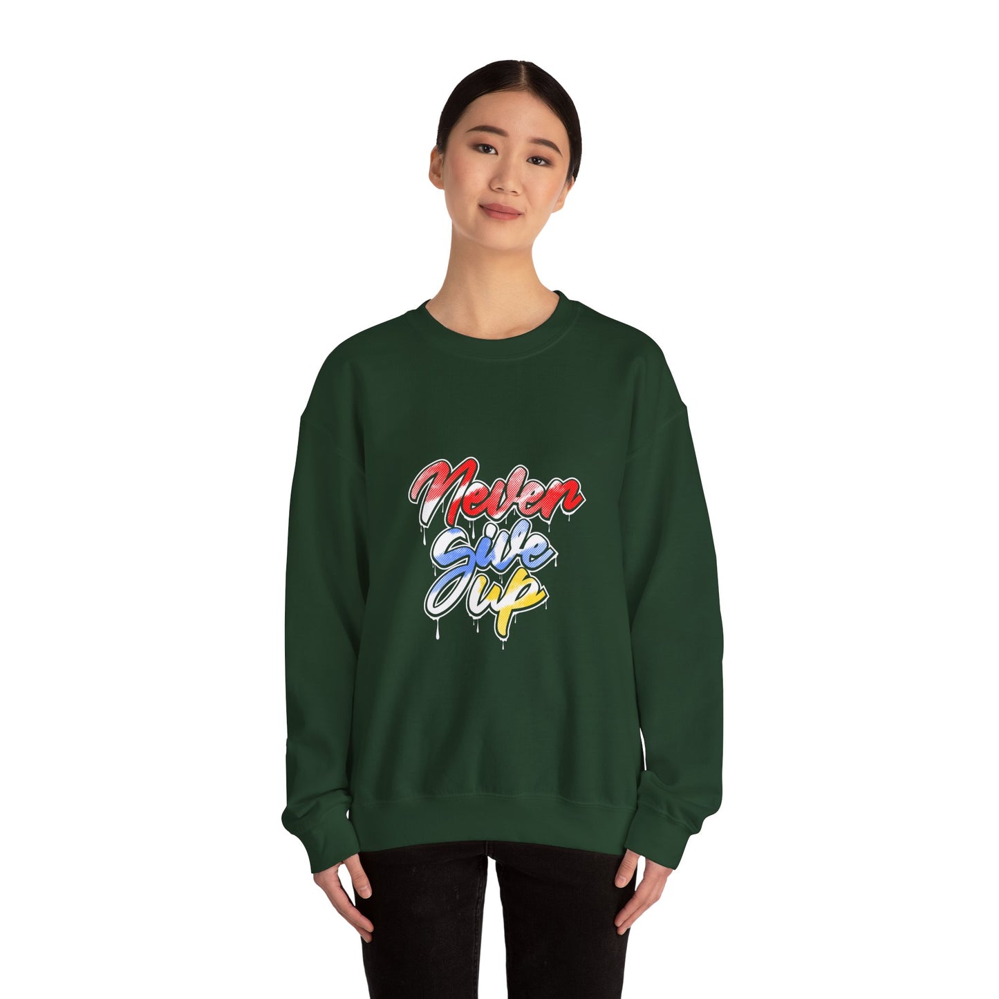 Never Give Up Unisex Heavy Blend™ Crewneck Sweatshirt