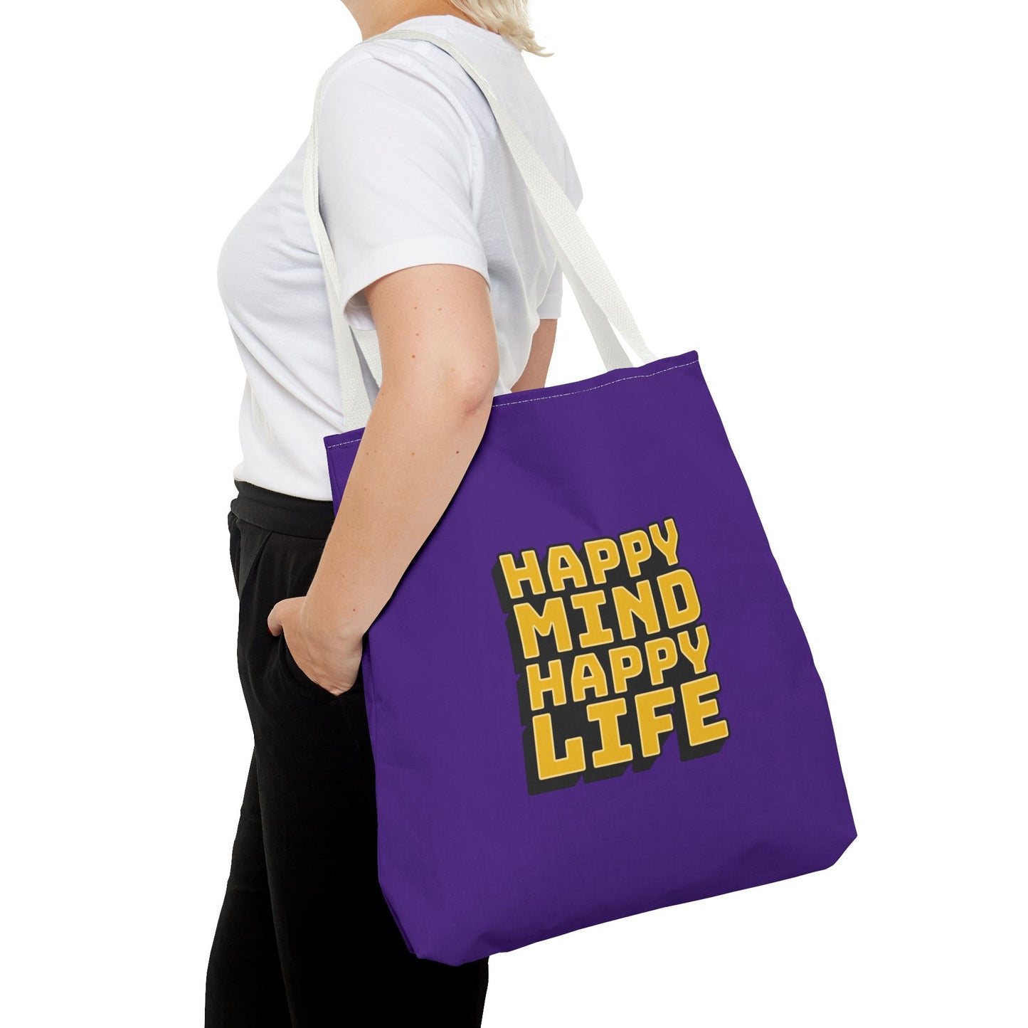 Happy Mind Happy Life Tote Bag (AOP)