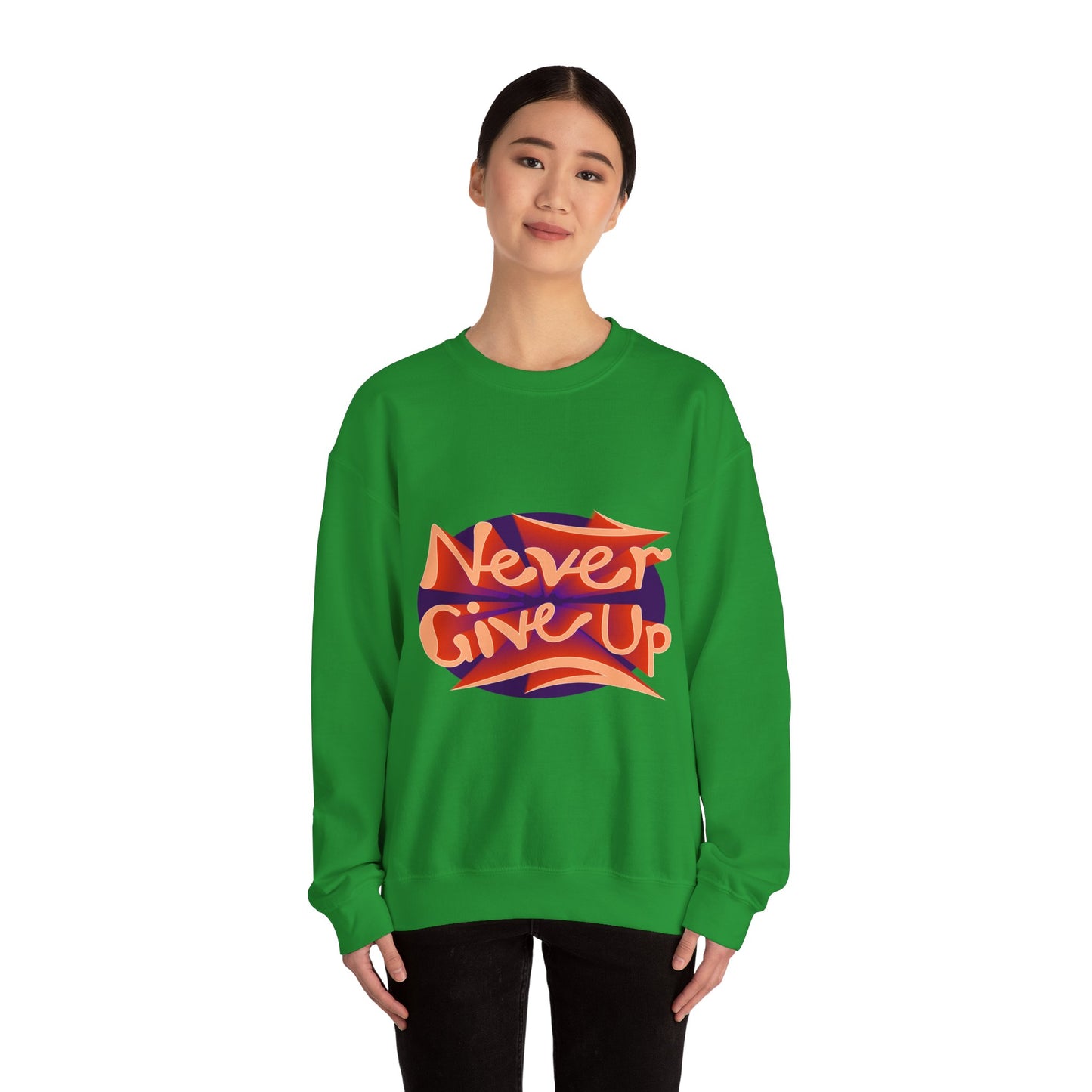 Never Give Up Unisex Heavy Blend™ Crewneck Sweatshirt