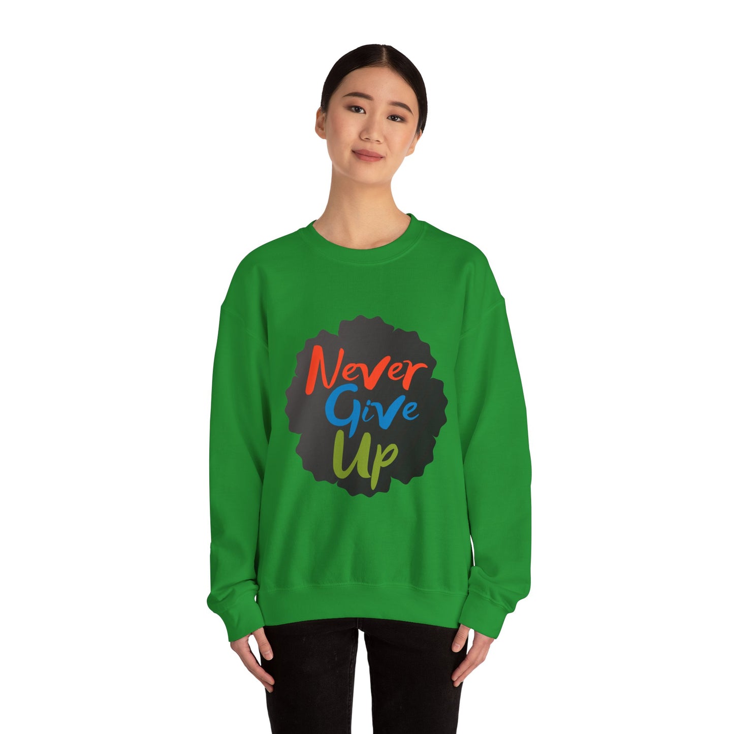 Never Give Up Unisex Heavy Blend™ Crewneck Sweatshirt