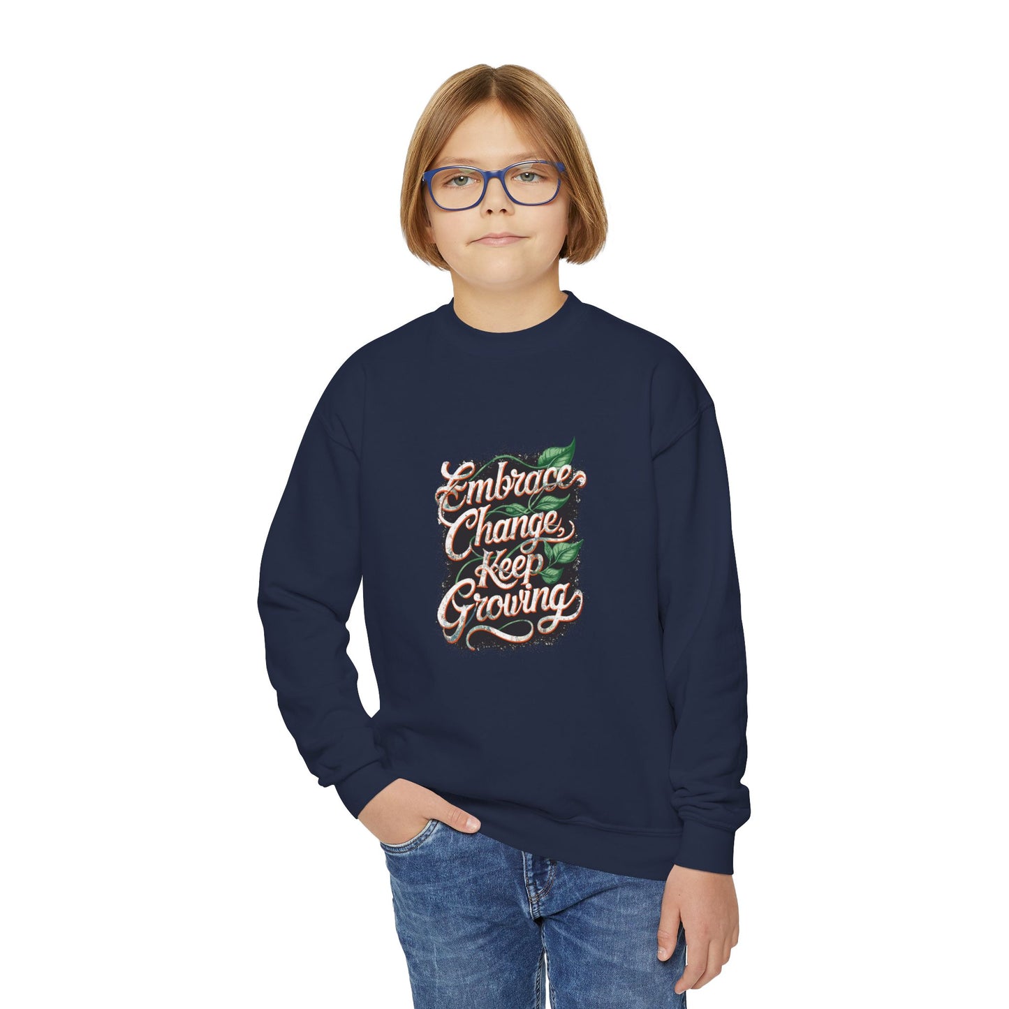 Embrace Change Keep Growing Youth Crewneck Sweatshirt