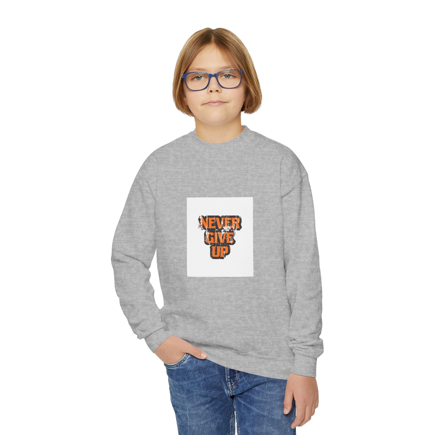Never Give Up Youth Crewneck Sweatshirt