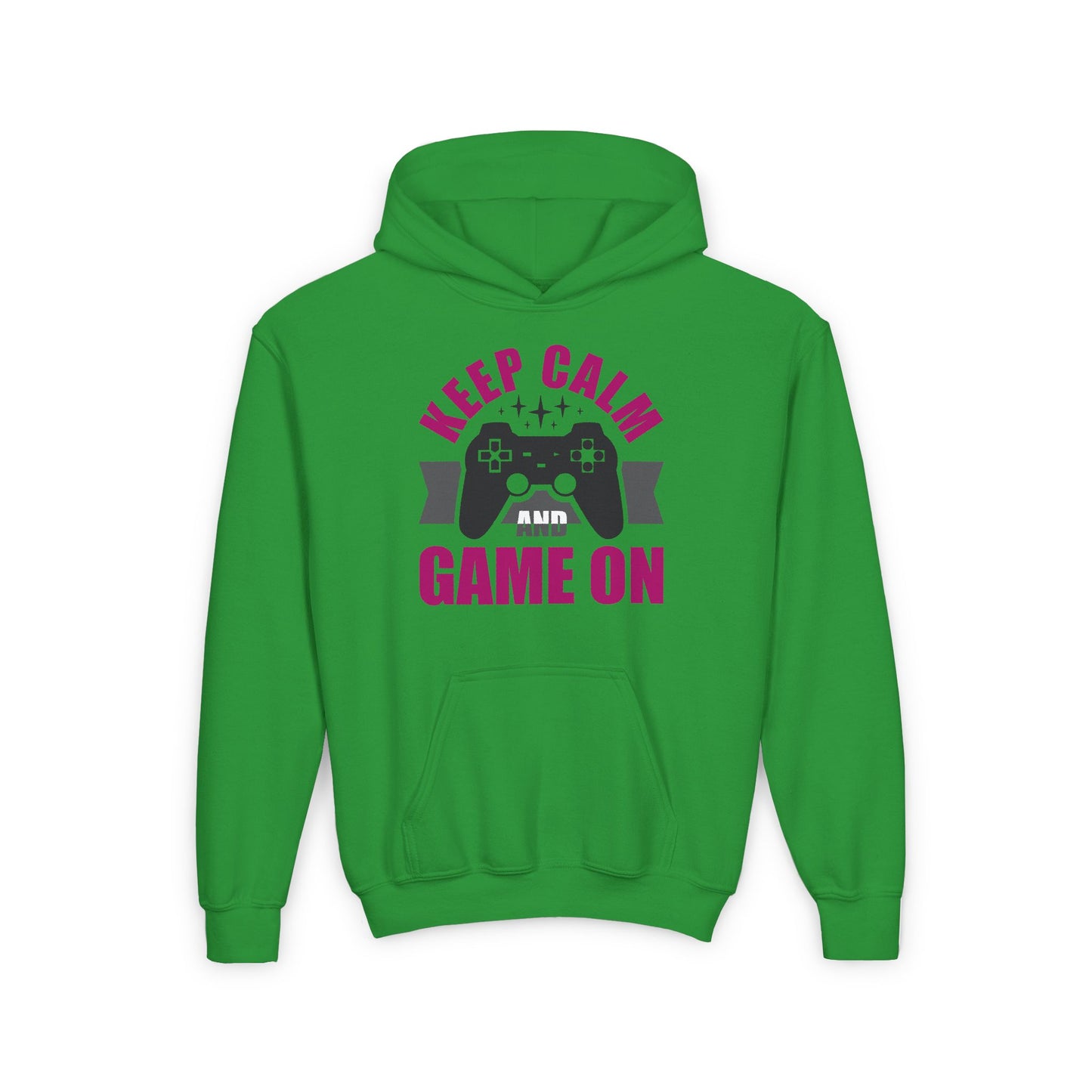 Keep Calm And Game On  Youth Heavy Blend Hooded Sweatshirt
