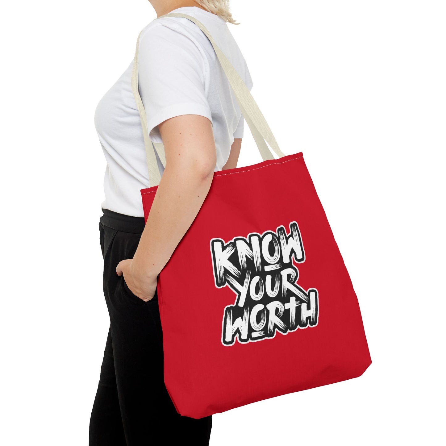 Know Your Worth Tote Bag (AOP)