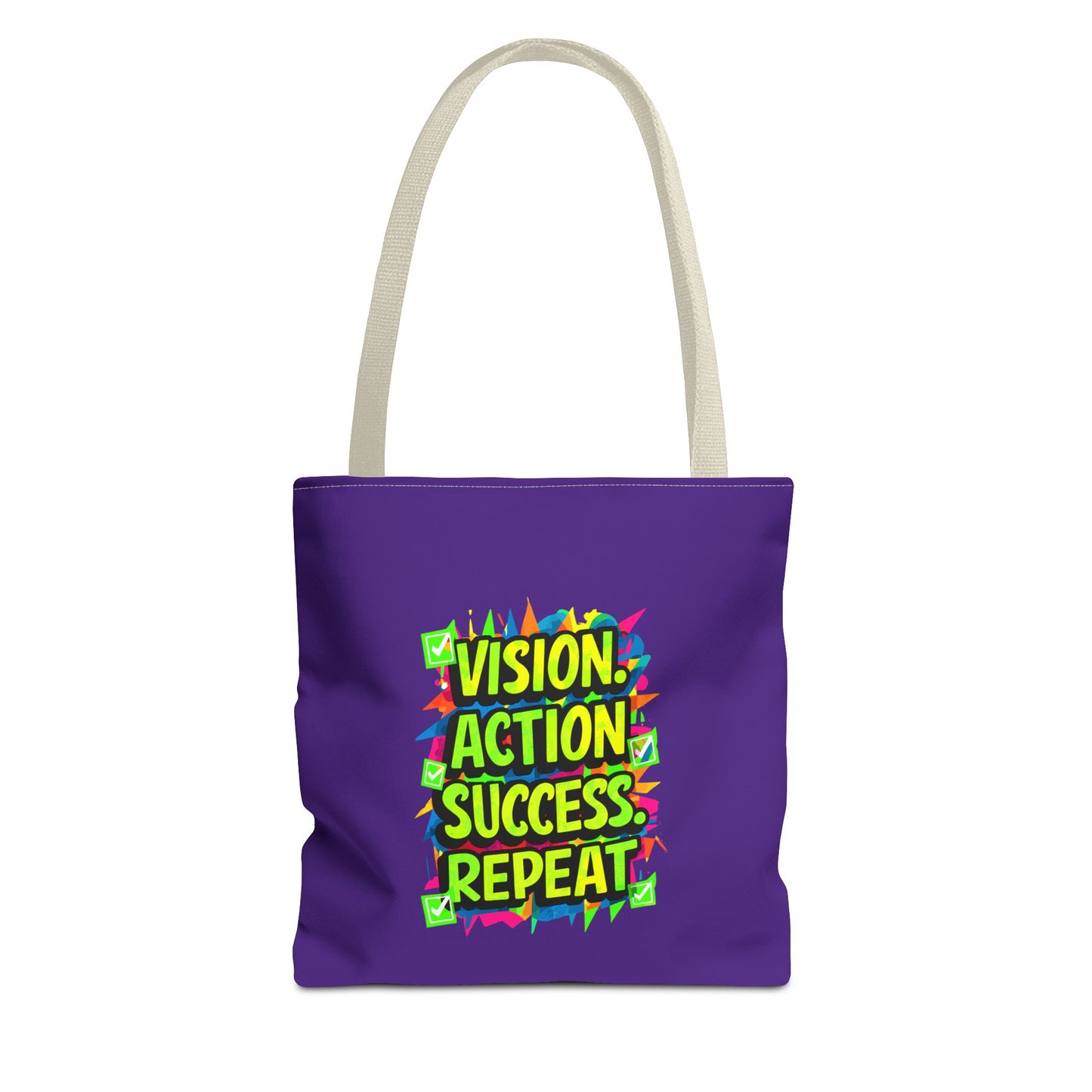 Vision Action Success Repeat Tote Bag (AOP)