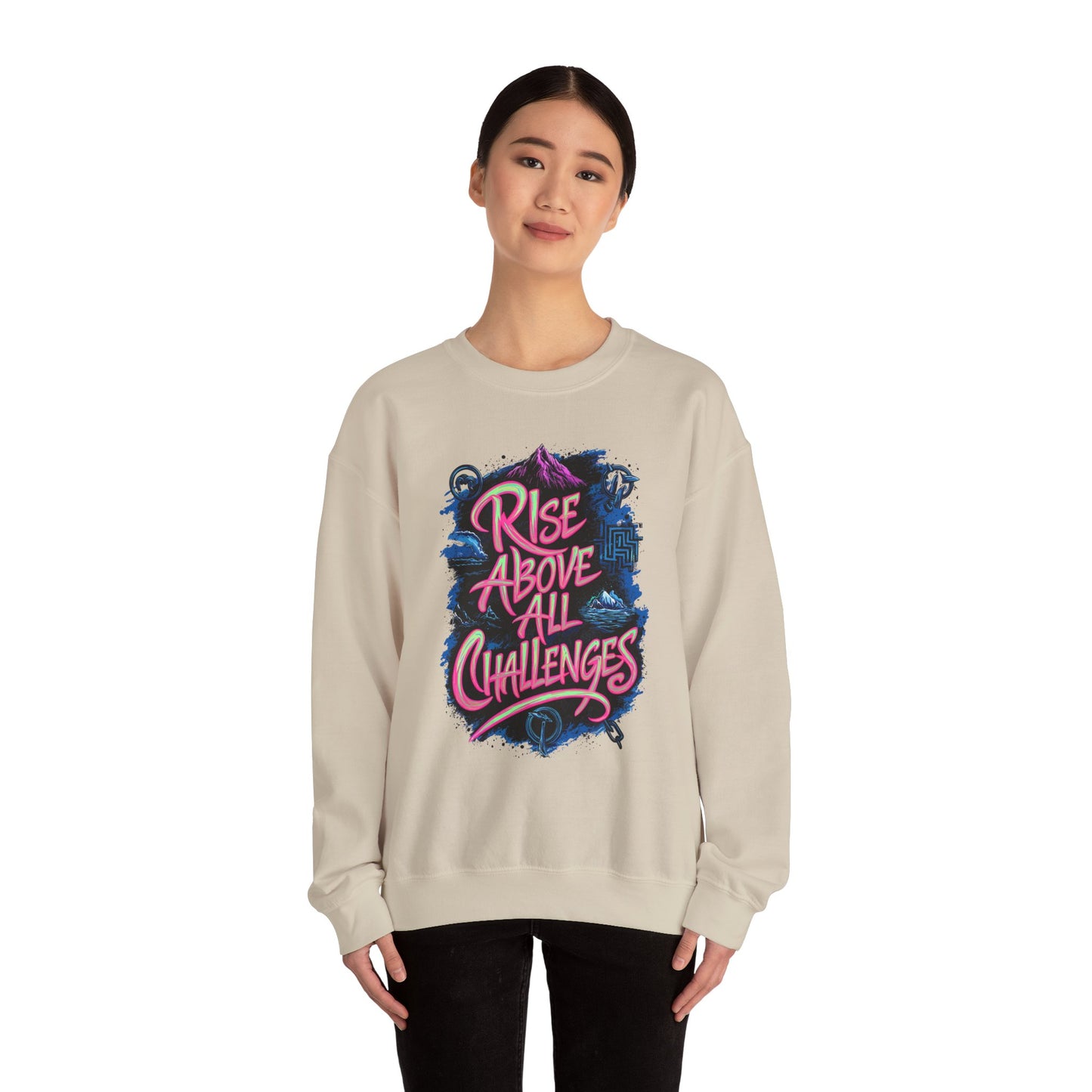 Rise Above All Challenges Unisex Heavy Blend™ Crewneck Sweatshirt