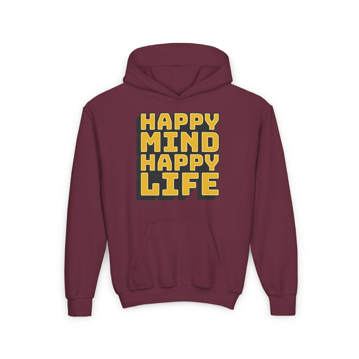 Happy Mind Happy Life Youth Heavy Blend Hooded Sweatshirt