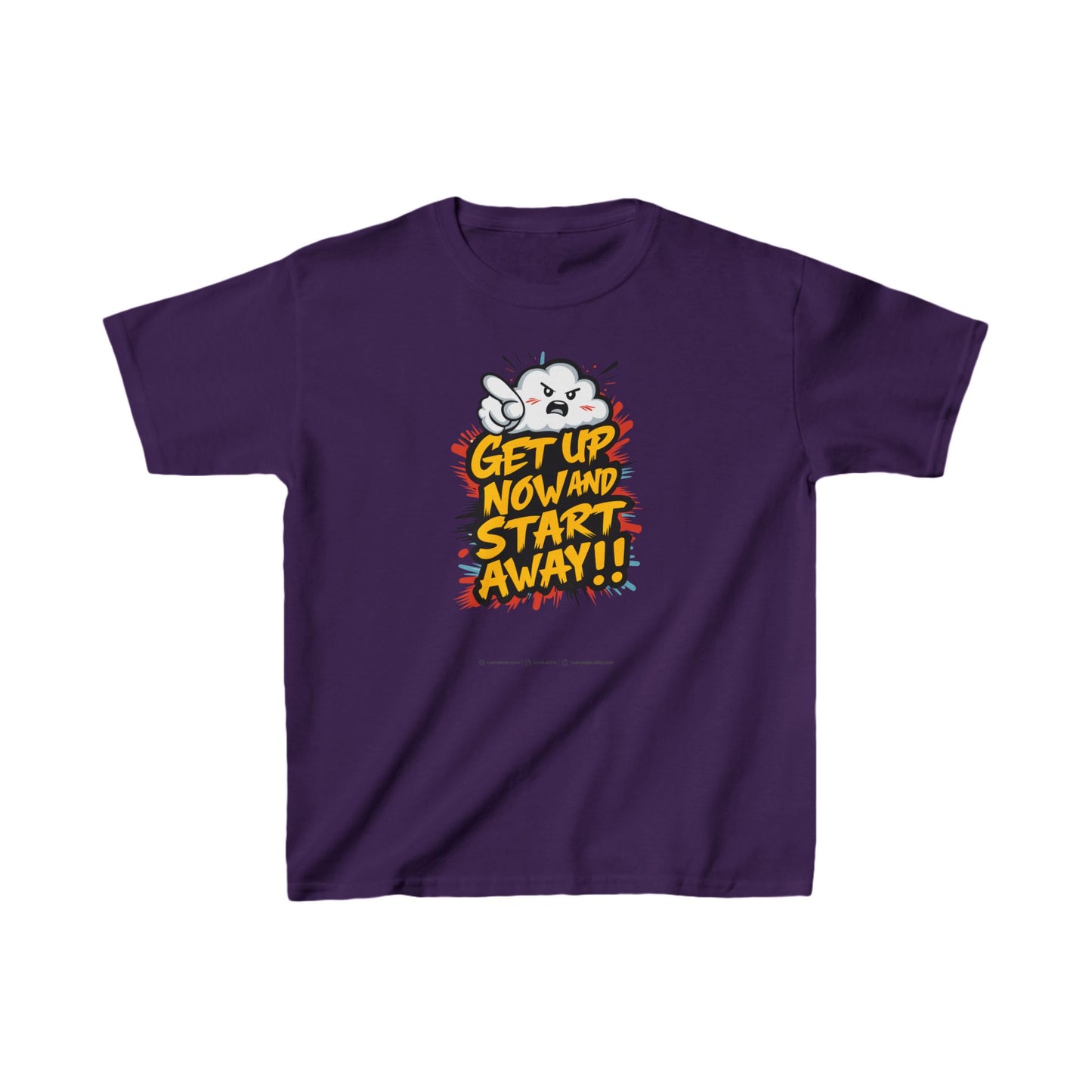 Get Up Now And Start Away!! Kids Heavy Cotton™ Tee