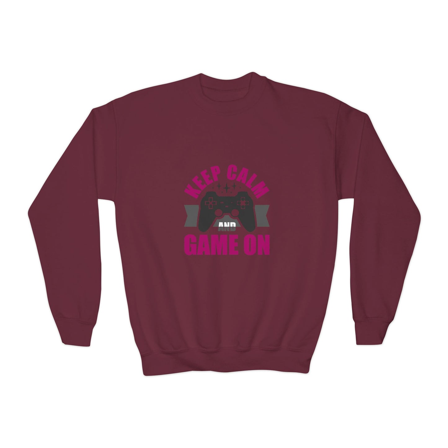 Keep Calm And Game On Youth Crewneck Sweatshirt