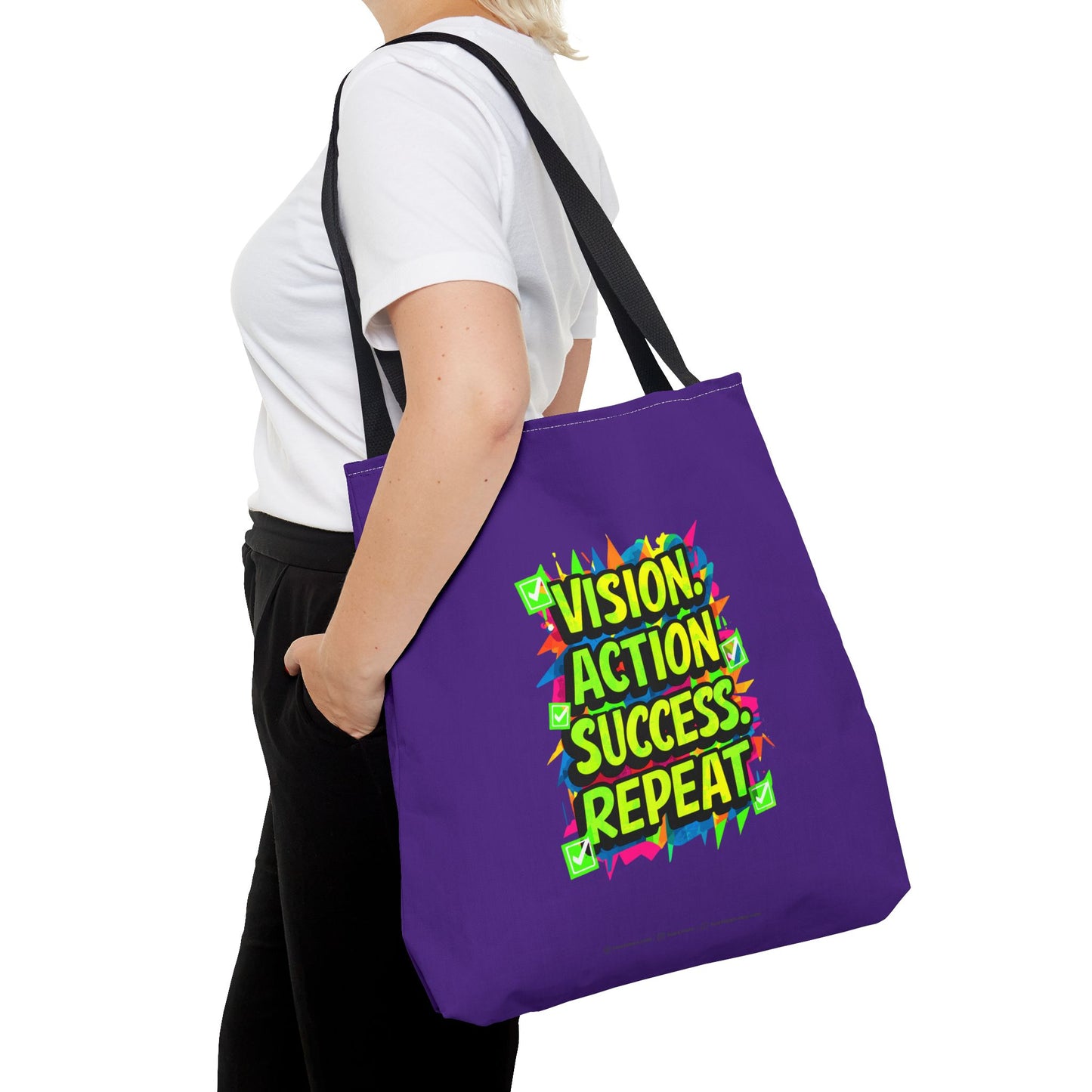 Vision Action Success Repeat Tote Bag (AOP)