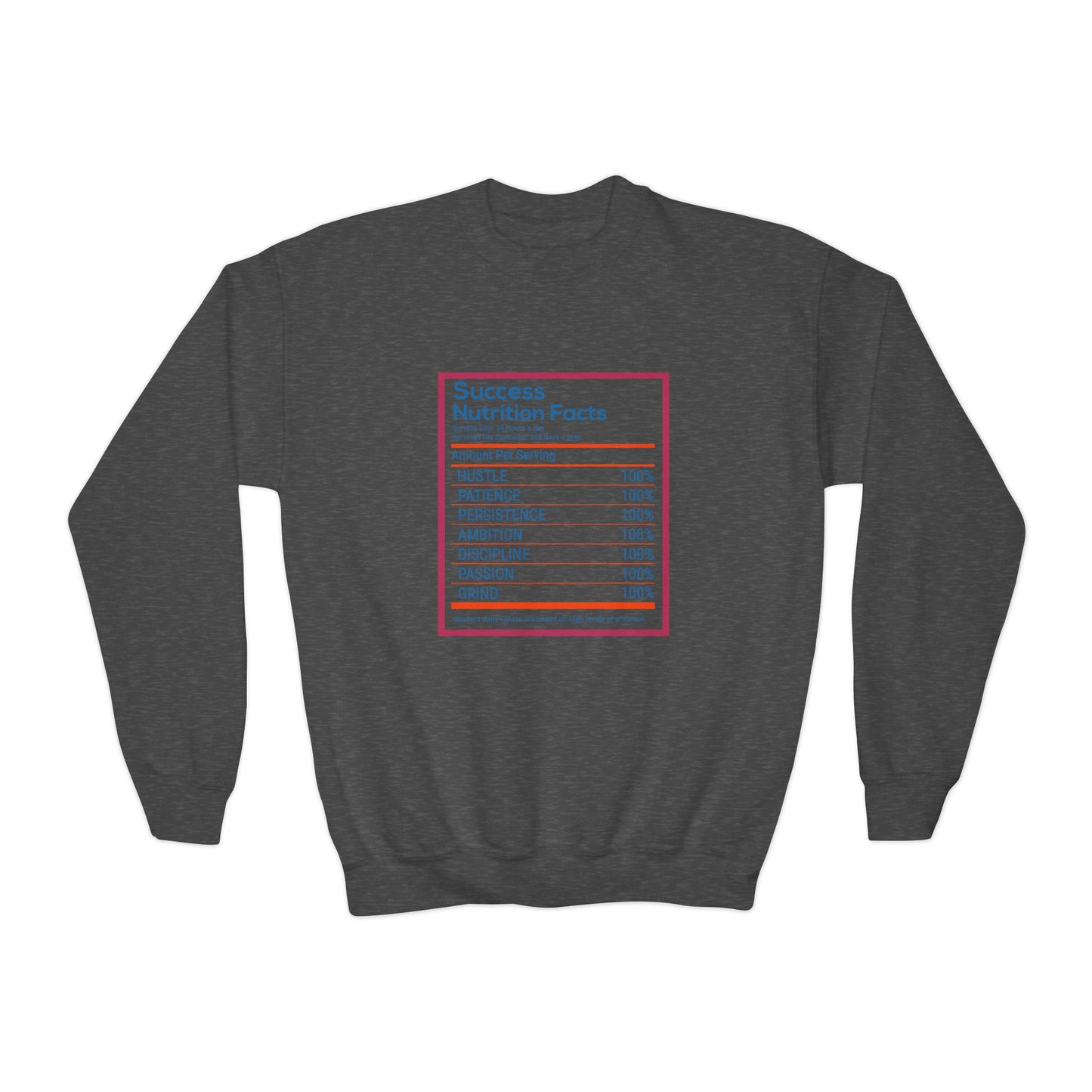 Success Nutrition Facts Youth Crewneck Sweatshirt